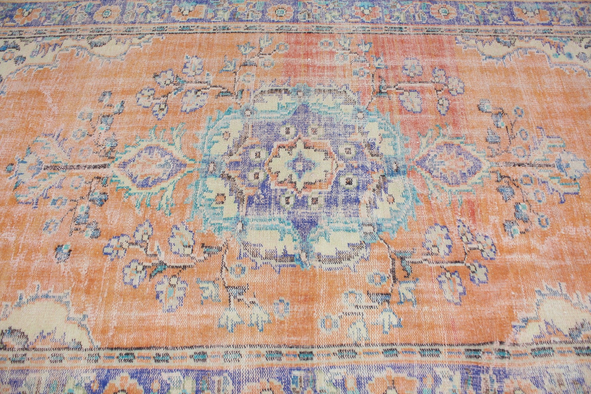 Home Decor Rugs, Boho Rug, Vintage Rug, Orange Kitchen Rug, Living Room Rugs, Bedroom Rug, Turkish Rug, 5.4x9.5 ft Large Rug, Kitchen Rugs