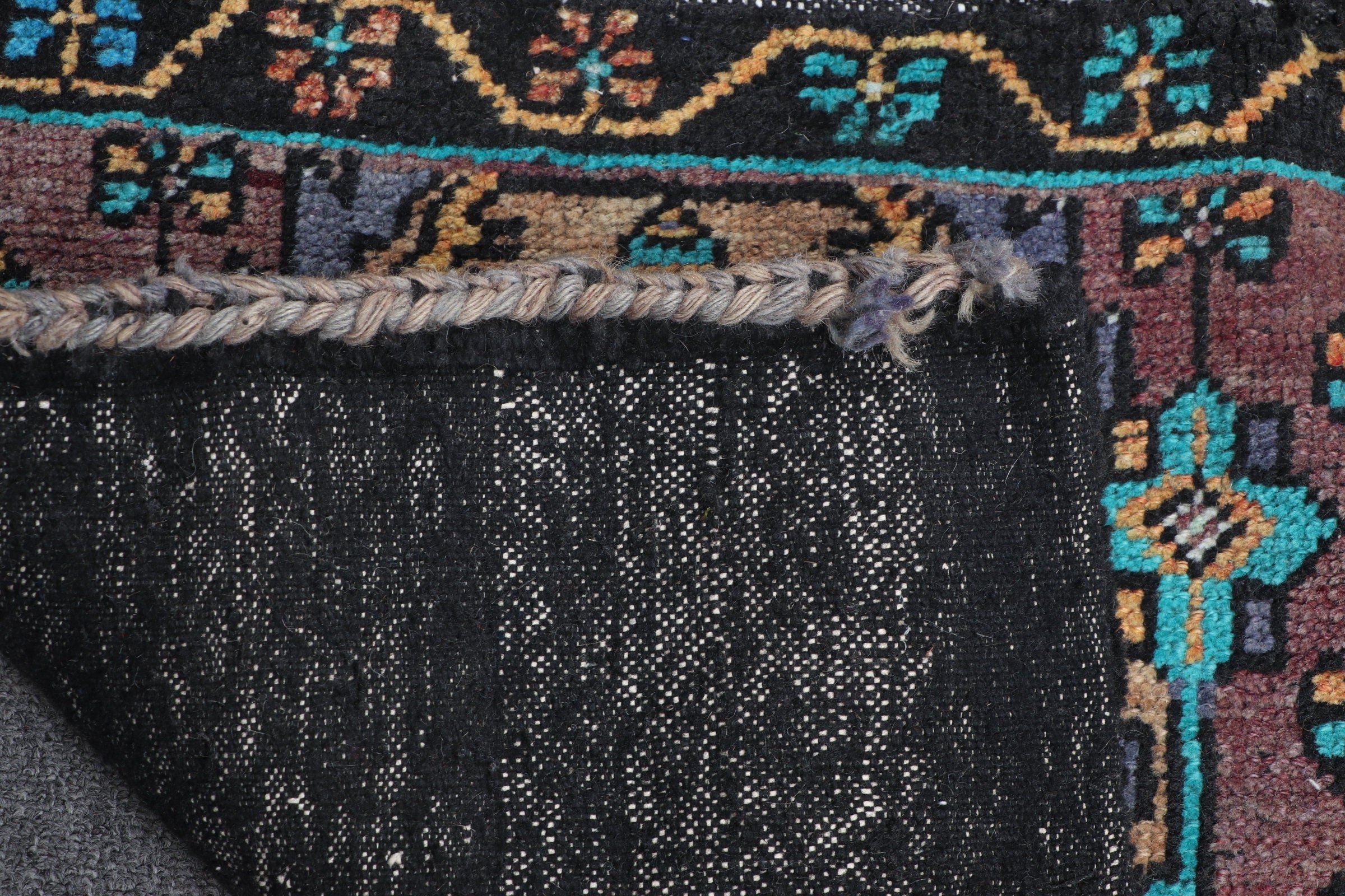 Turkish Rug, Old Rugs, Kitchen Rug, Vintage Rug, Bedroom Rug, Anatolian Rugs, Door Mat Rugs, Black Moroccan Rug, 1.7x4.9 ft Small Rugs