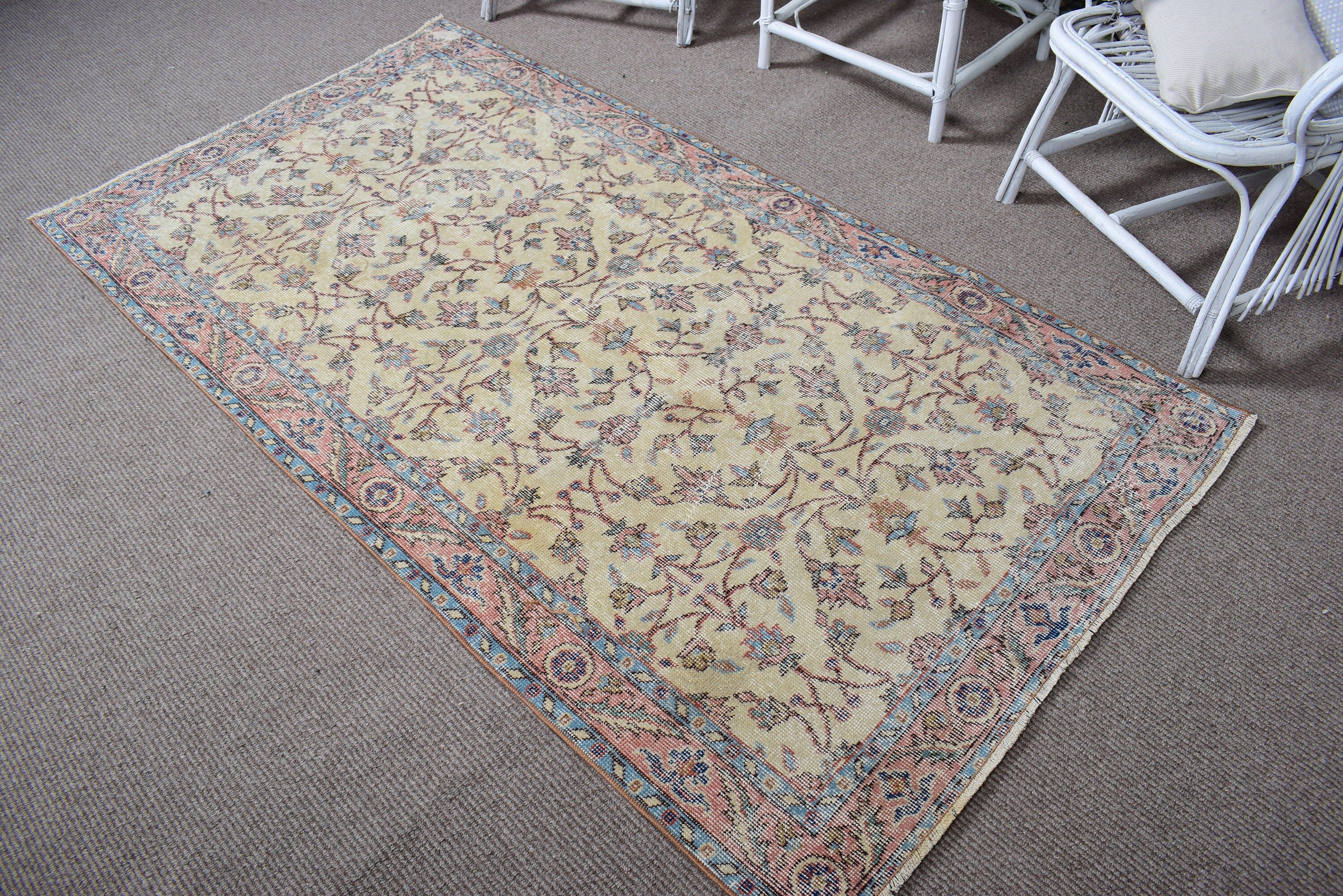 Flatweave Rug, Rugs for Floor, 3.6x6.8 ft Area Rug, Vintage Rugs, Floor Rugs, Luxury Rug, Living Room Rugs, Turkish Rug, Beige Antique Rug