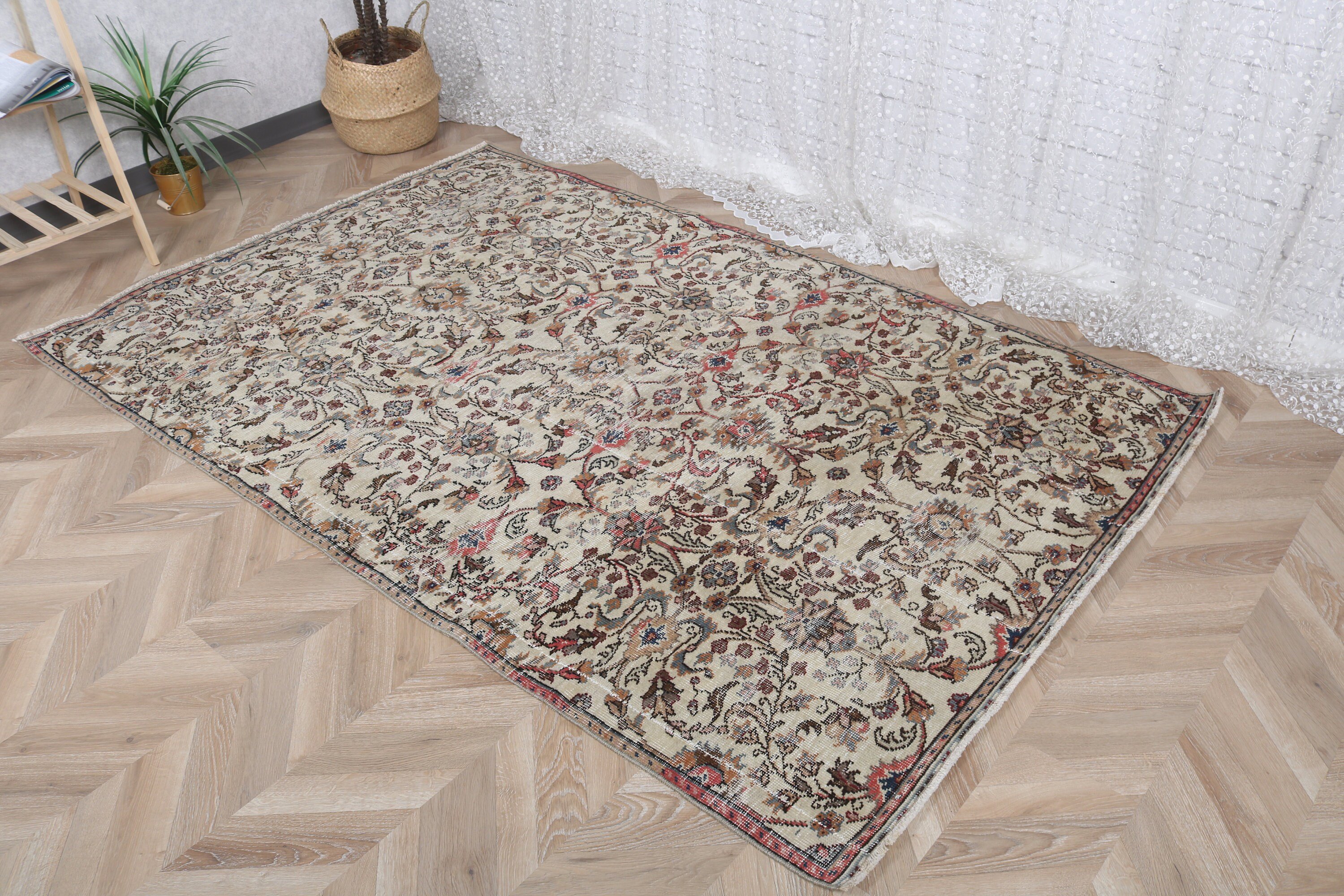 Nursery Rugs, Vintage Rugs, Neutral Rugs, Indoor Rugs, Turkish Rugs, Beige Boho Rug, Modern Rugs, Vintage Decor Rugs, 4.7x7.2 ft Area Rugs