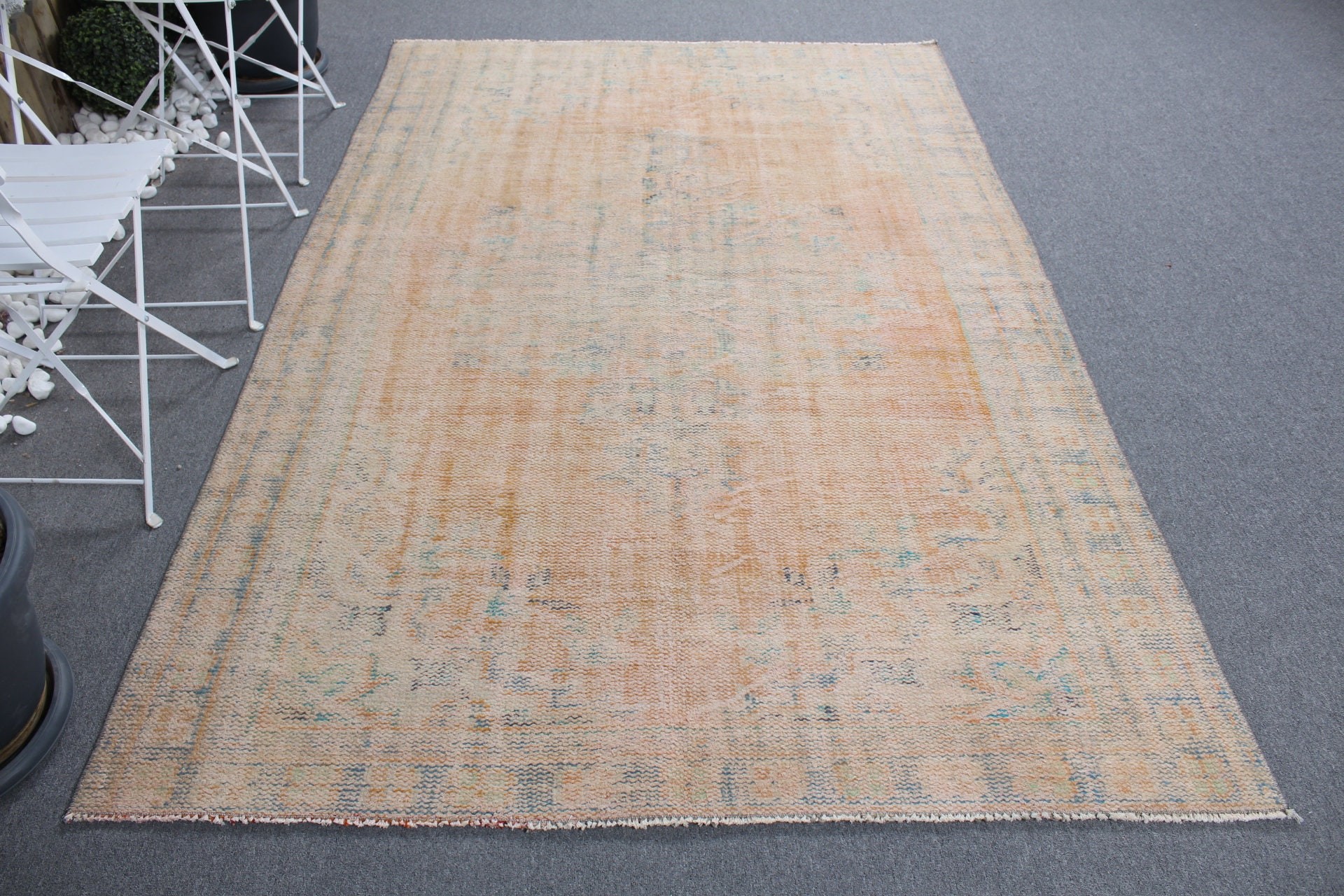 Turkish Rugs, Vintage Rug, Anatolian Rug, Retro Rug, Dining Room Rugs, Orange Kitchen Rug, 5.3x8 ft Large Rugs, Bedroom Rug, Kitchen Rugs