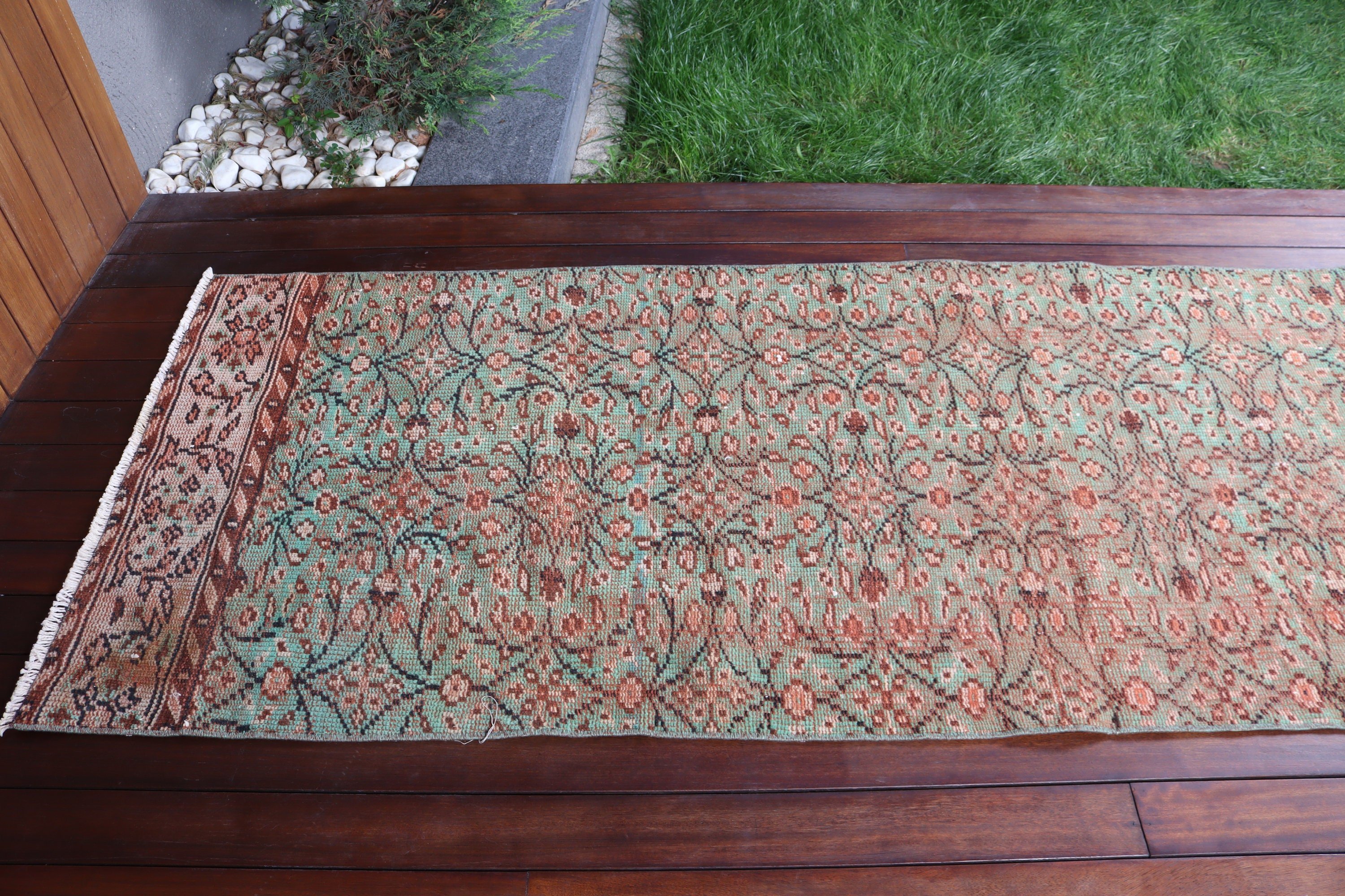 Türk Halısı, Düz Dokuma Halılar, Yeşil Anadolu Halısı, Beni Ourain Runner Halıları, 2,9x8,8 ft Runner Halısı, Vintage Halılar, Fas Halıları, Etnik Halılar