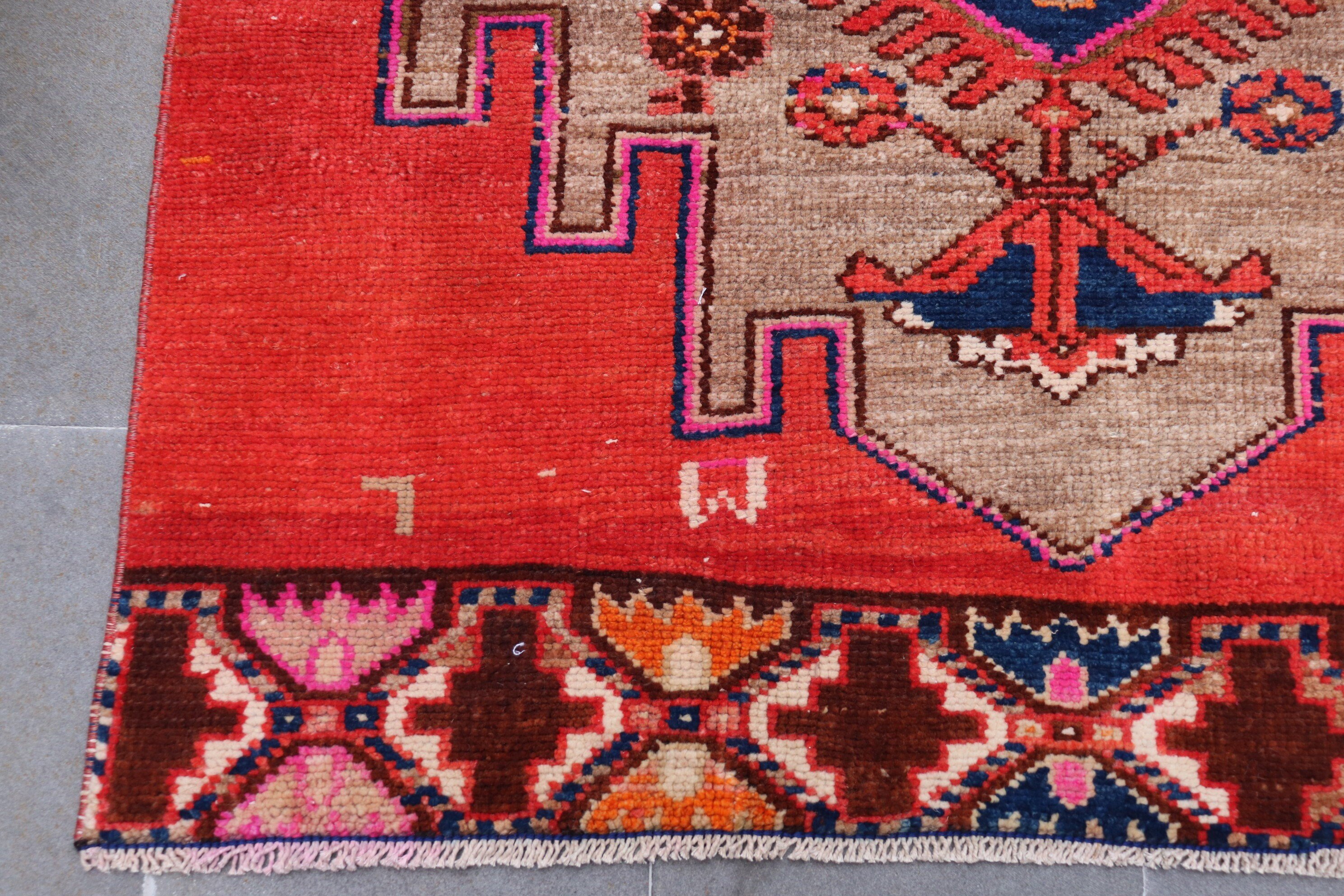 Pale Rug, 4.1x11.9 ft Runner Rug, Turkish Rugs, Kitchen Rug, Vintage Rug, Bedroom Rug, Red Cool Rug, Rugs for Kitchen