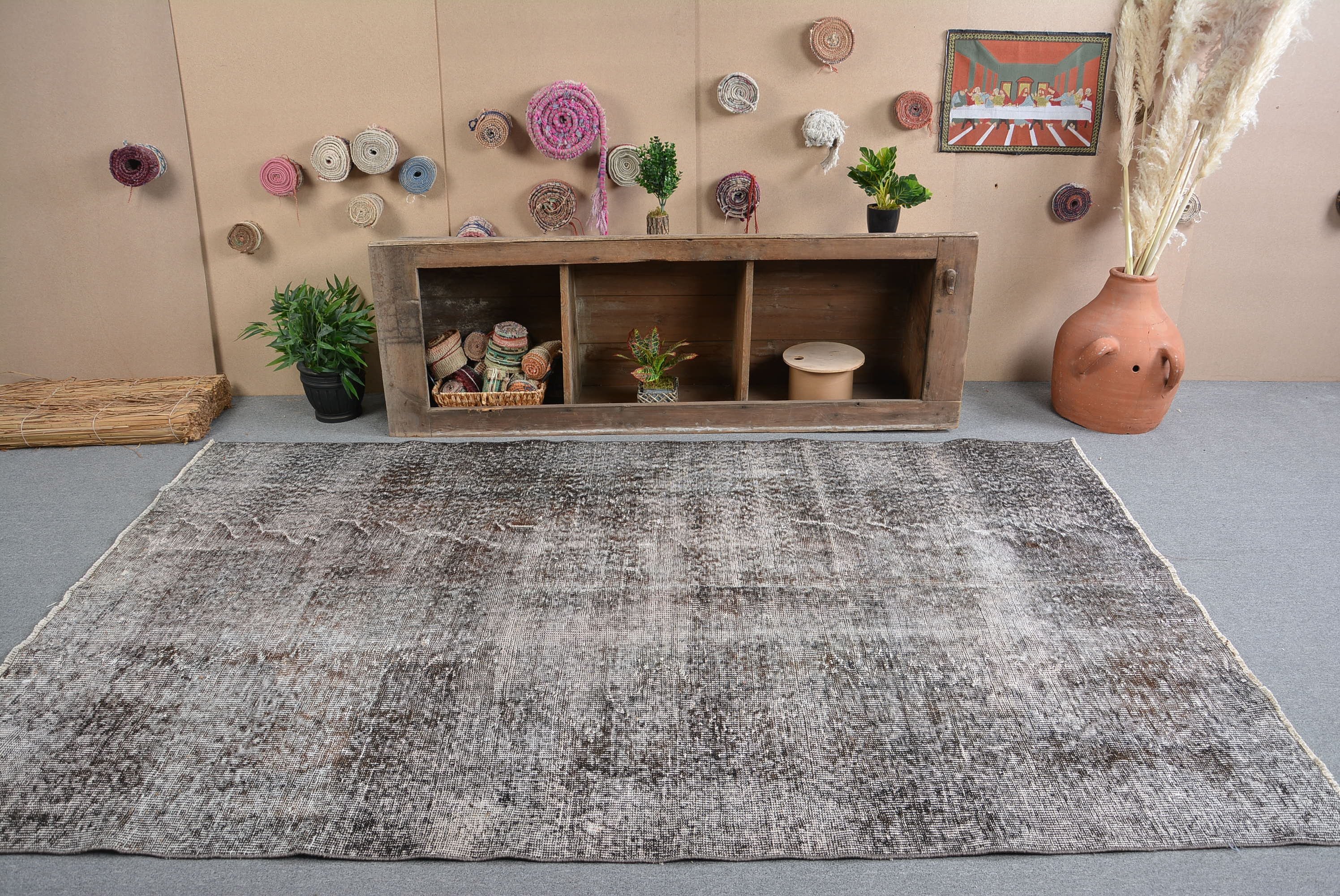 Nomadic Rug, Salon Rug, Vintage Rugs, Bedroom Rug, Rugs for Dining Room, Kitchen Rug, Turkish Rug, Anatolian Rugs, 5.7x9 ft Large Rugs