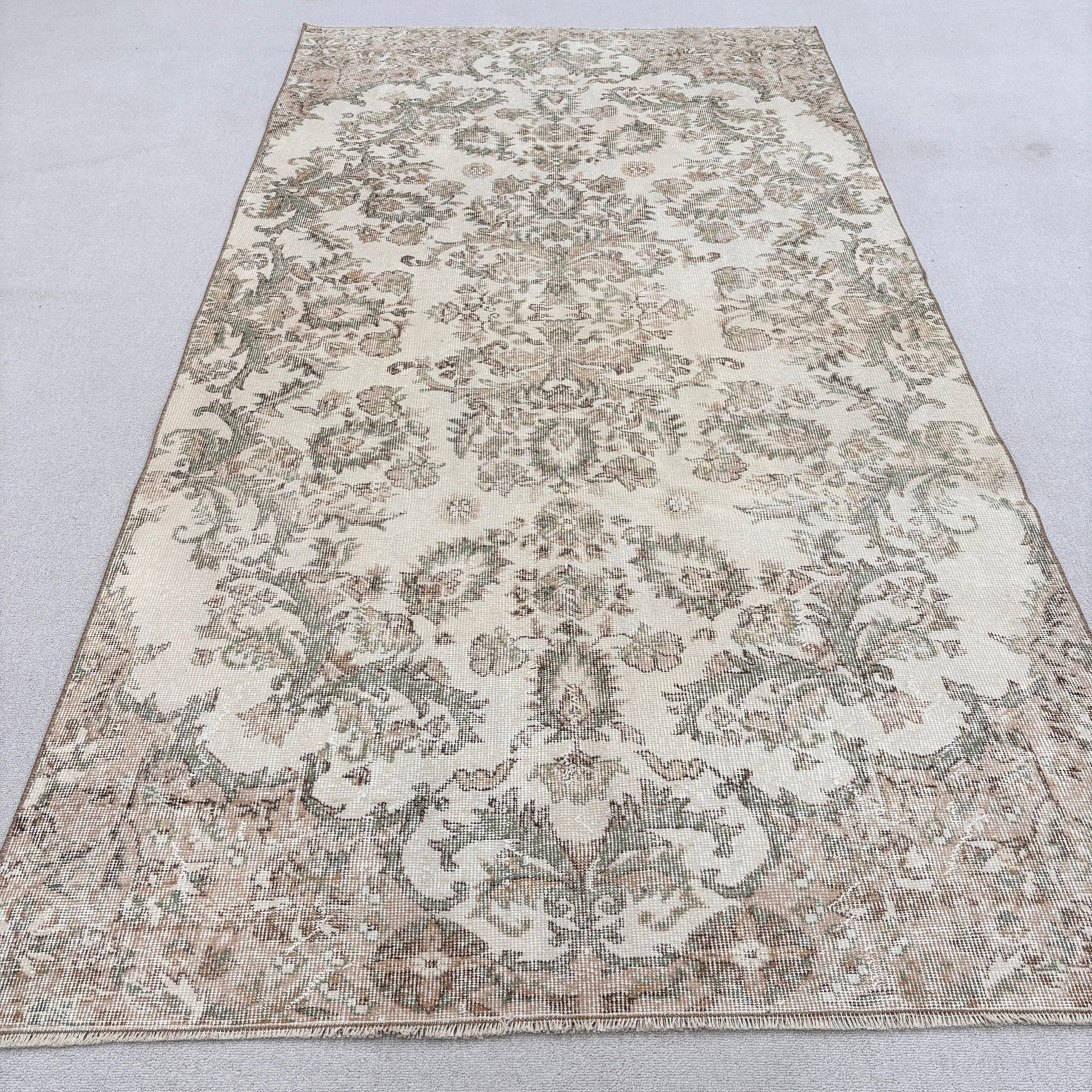 El Dokuma Halılar, Bej 5.2x9.7 ft Büyük Halı, Vintage Halılar, Açıklama Halıları, Büyük Oushak Halıları, Salon Halısı, Türk Halıları