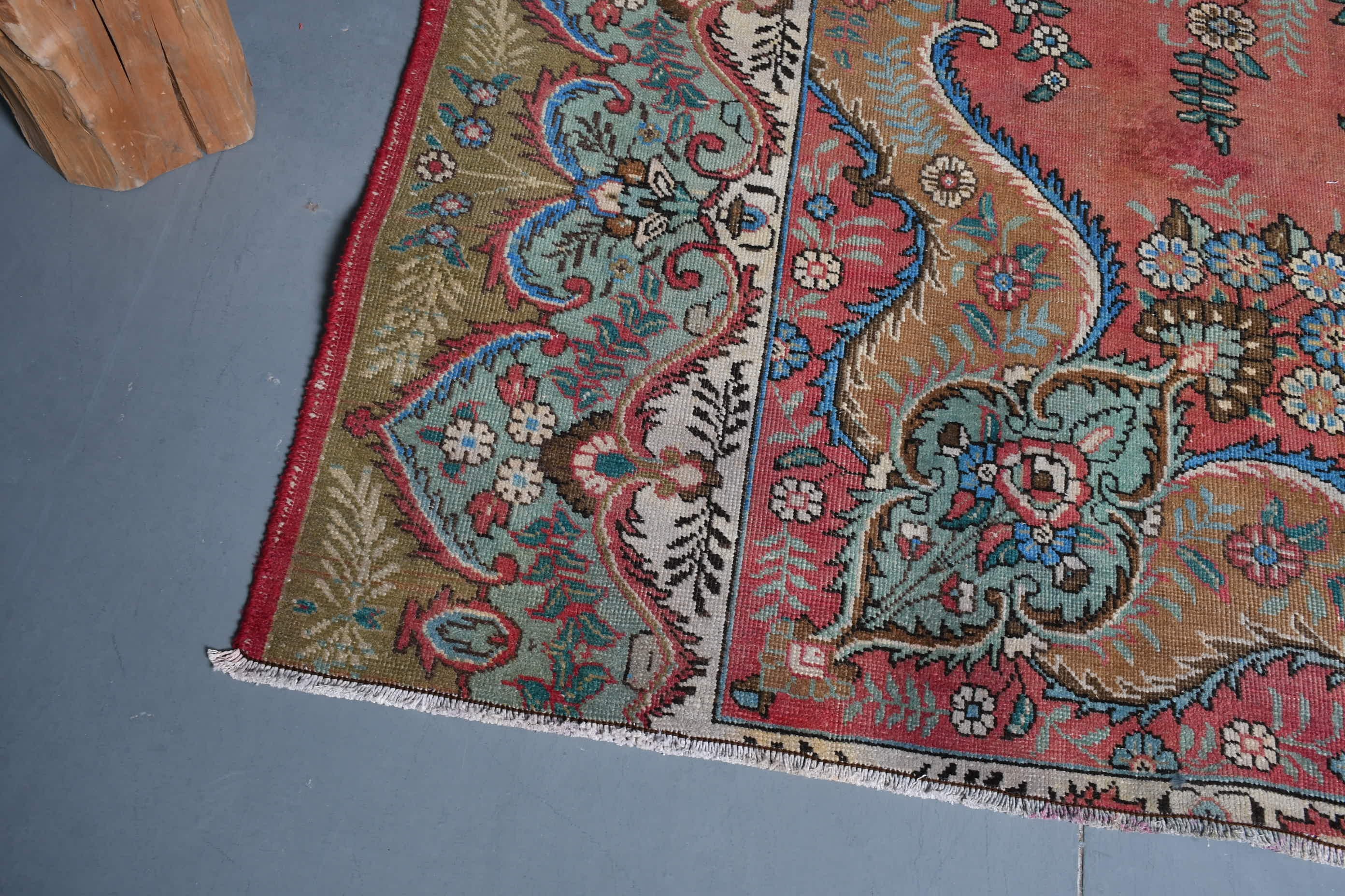 Antika Halılar, Soluk Halı, Fas Halıları, Kırmızı Oushak Halısı, Vintage Halılar, 9.9x9.9 ft Büyük Boy Halı, Yemek Odası Halısı, Türk Halısı, Oturma Odası Halısı