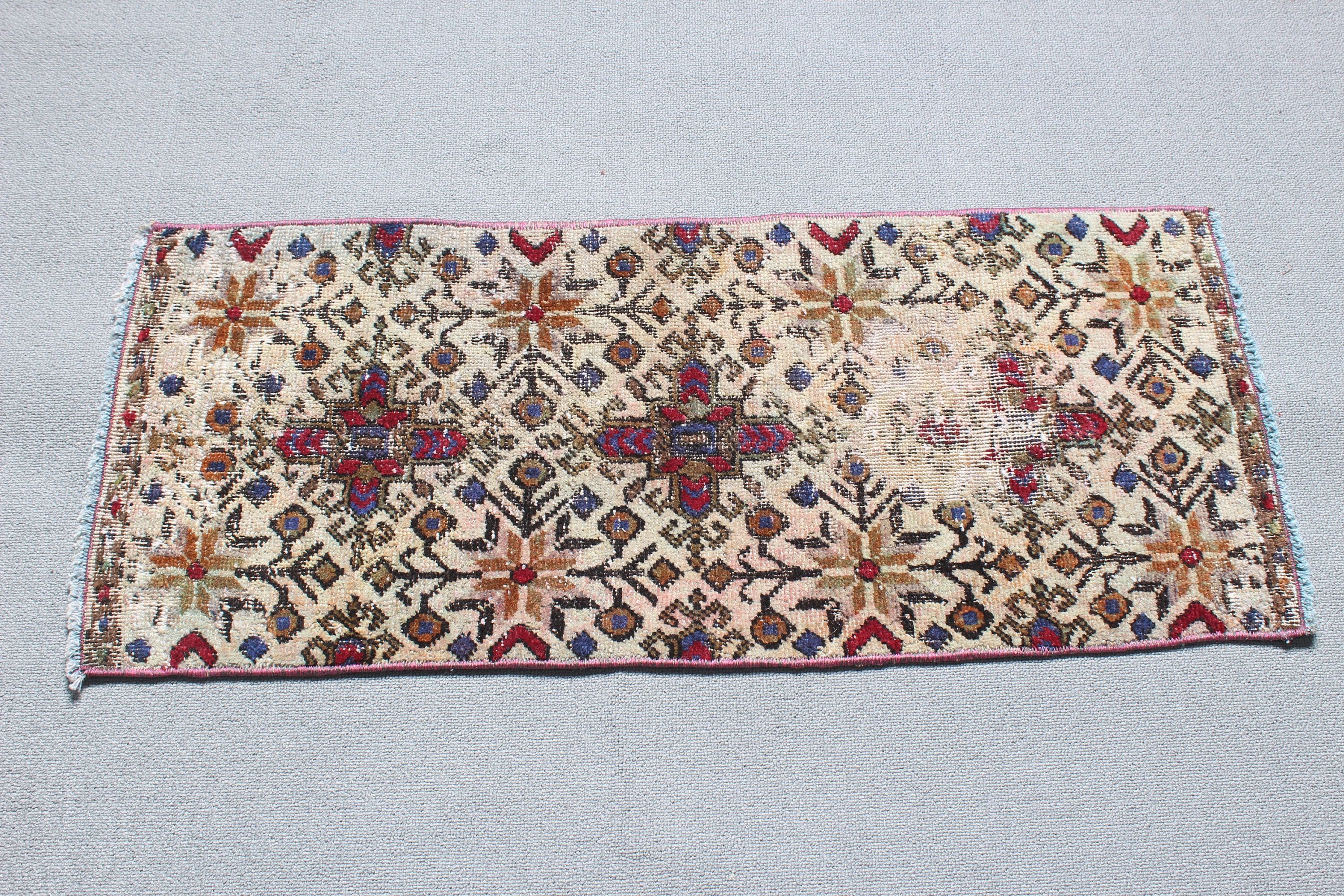 Banyo Halıları, Türk Halıları, Geometrik Halı, Bej Açıklama Halısı, Dekoratif Halı, Mutfak Halıları, Vintage Halı, Harika Halılar, 1,3x3,1 ft Küçük Halılar