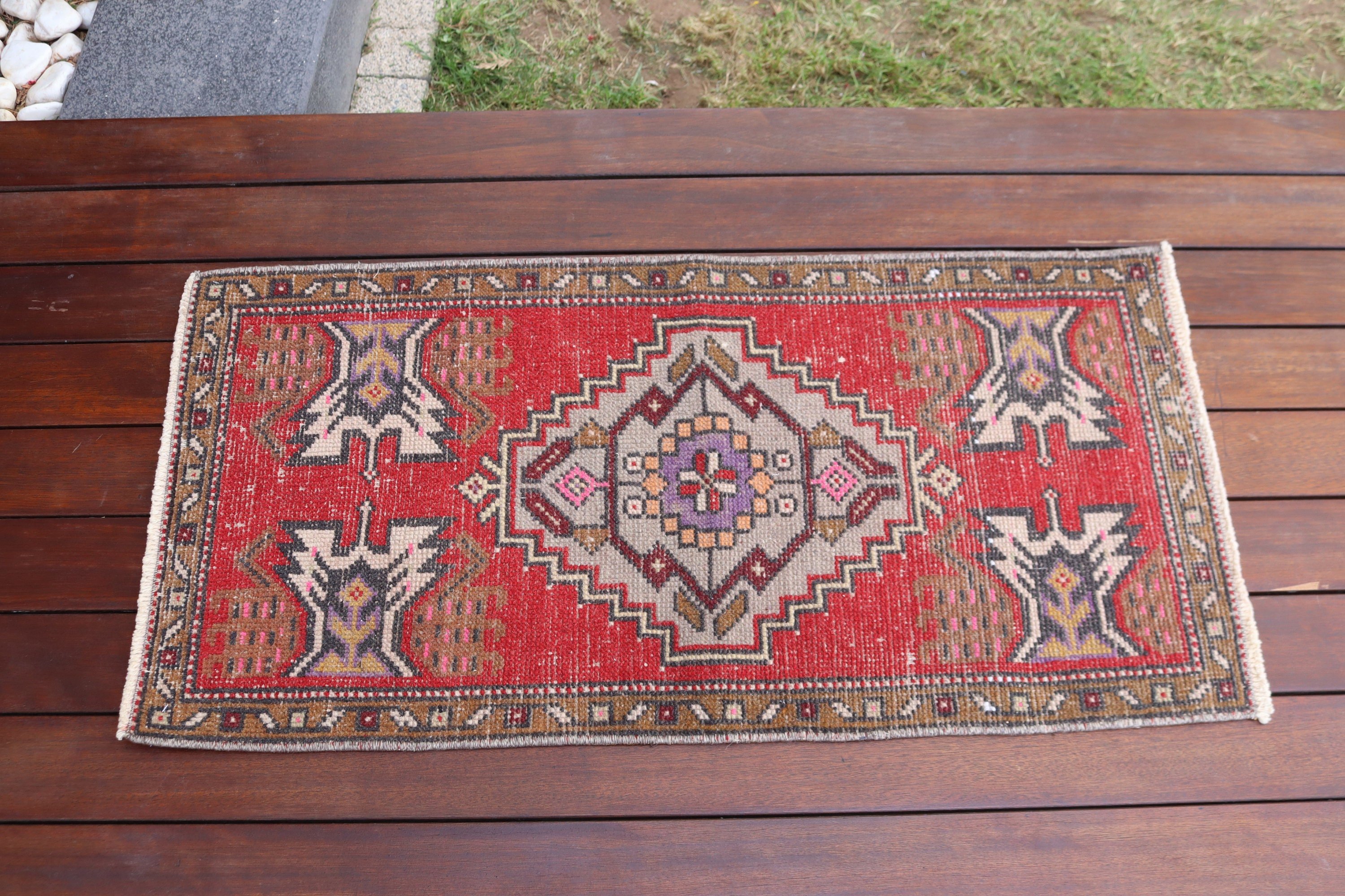 Wall Hanging Rugs, Boho Rug, Small Area Rug, Vintage Rug, Oriental Rug, Red Statement Rugs, 1.6x3.1 ft Small Rug, Turkish Rug, Moroccan Rug