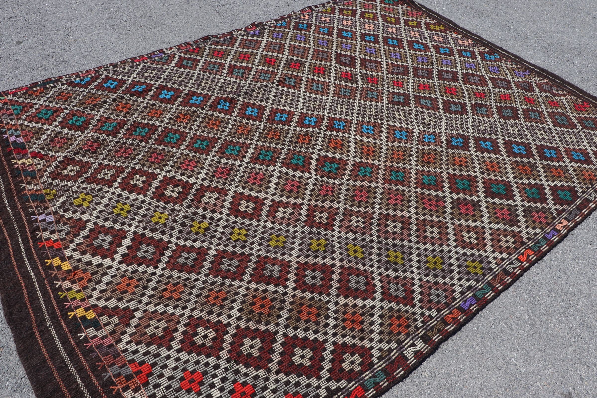 Vintage Halı, Türk Halıları, Oturma Odası Halıları, Anadolu Halısı, Bej Oushak Halısı, 6.5x9 ft Büyük Halı, Kilim, Yatak Odası Halısı, Salon Halısı, Retro Halılar