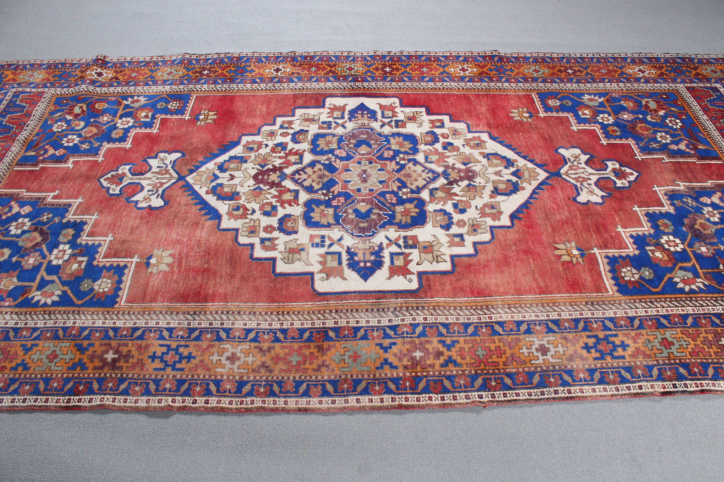 Büyük Vintage Halı, Kırmızı Nötr Halı, Oturma Odası Halıları, Yün Halılar, Vintage Halılar, 5.3x11 ft Büyük Halı, Türk Halısı, Boho Halısı, Salon Halıları