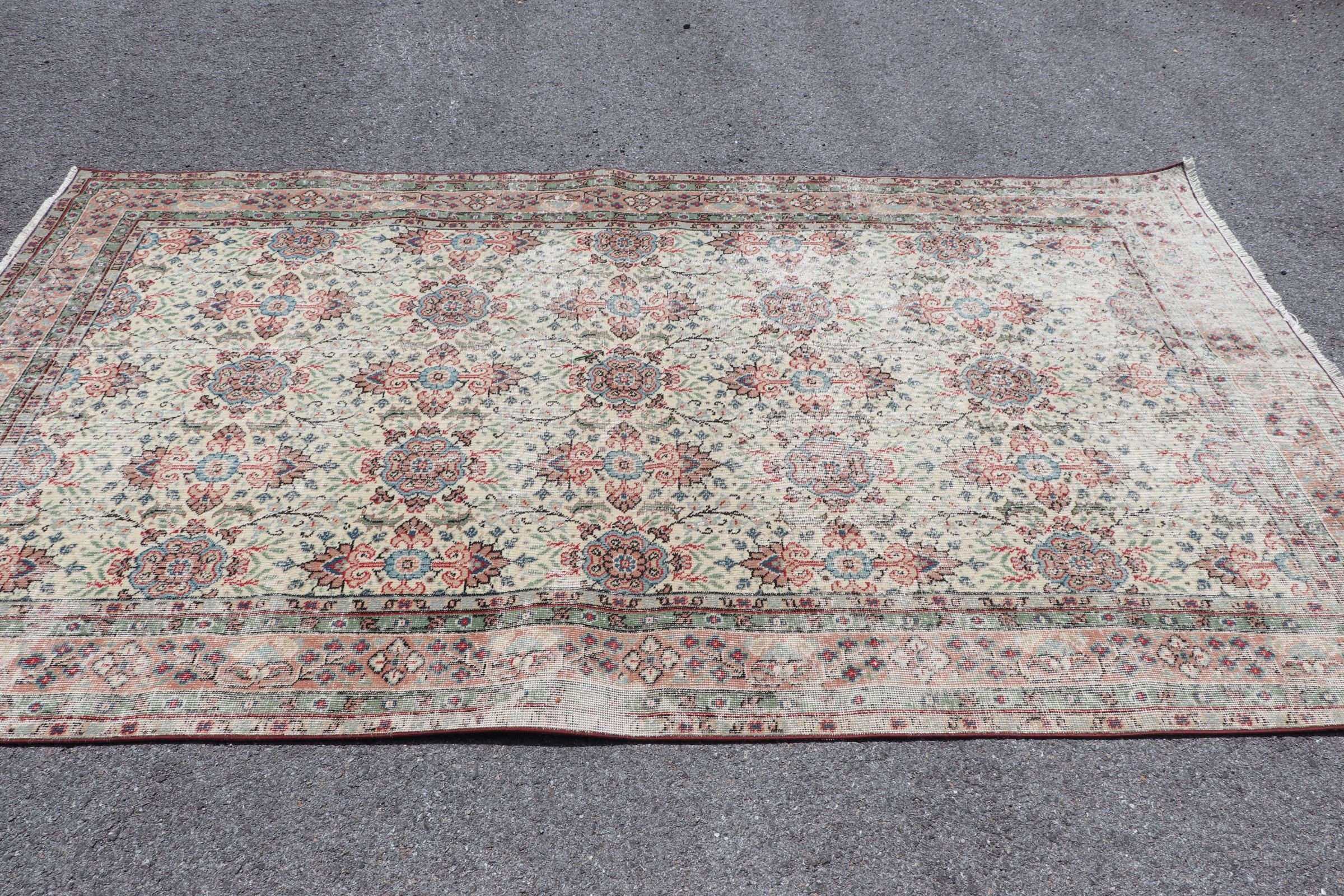 Retro Rug, Bedroom Rug, Vintage Rugs, Floor Rug, Salon Rugs, Rugs for Dining Room, Turkish Rugs, 5.3x9 ft Large Rugs, White Antique Rug