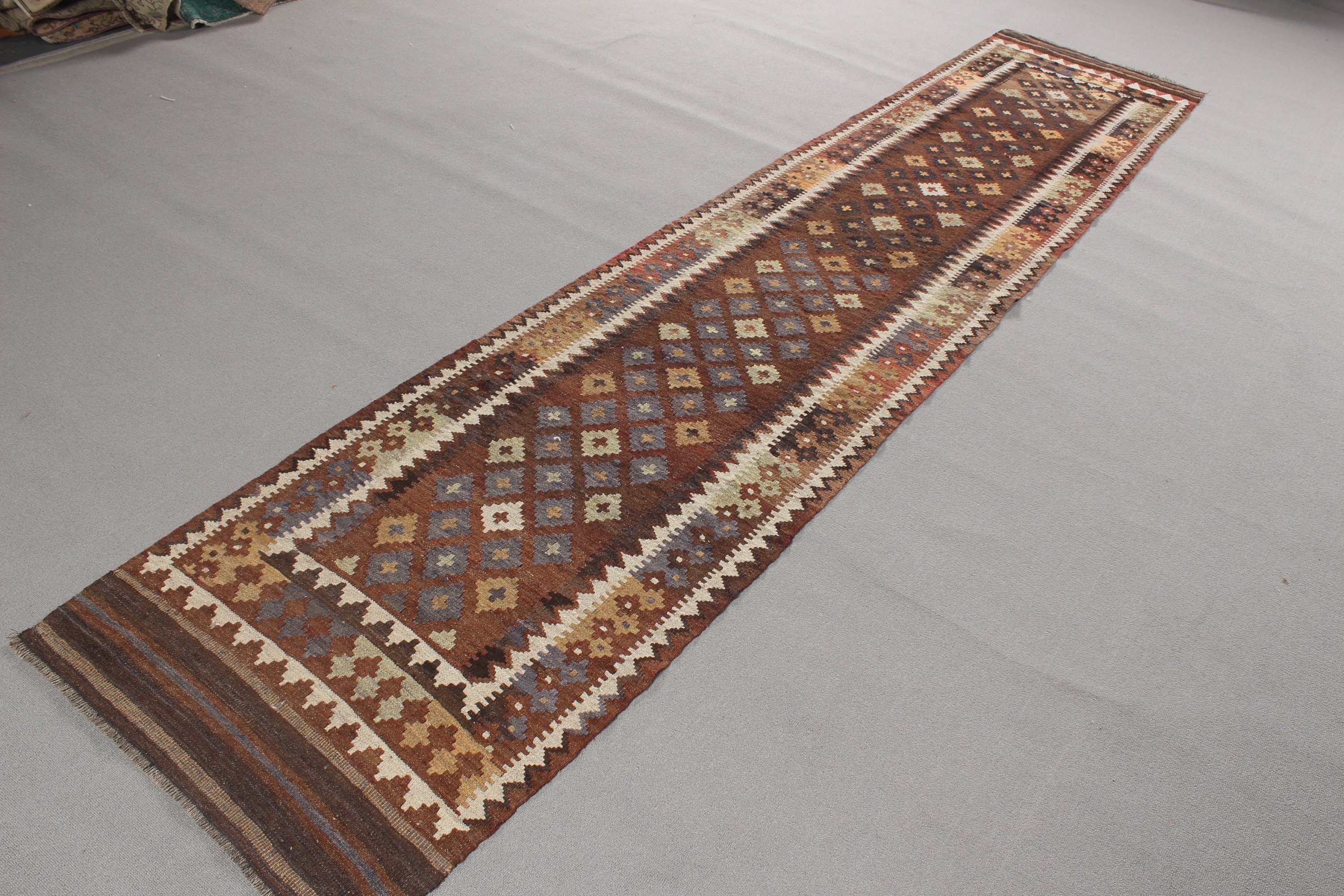 Vintage Halı, Türk Halısı, Bej 2.4x11.6 ft Runner Halıları, Mutfak Halıları, Oushak Halısı, Lüks Halılar, Kilim, Koridor Halısı