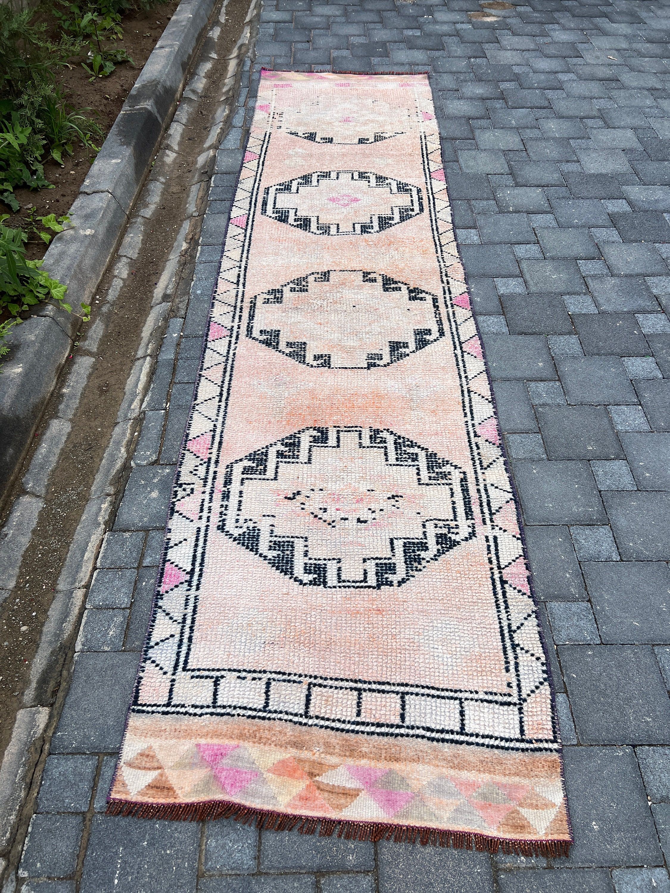 Rugs for Kitchen, Orange Kitchen Rugs, Antique Rug, Cute Rugs, Turkish Rugs, Vintage Rugs, Oushak Rug, Corridor Rug, 2.8x11 ft Runner Rug