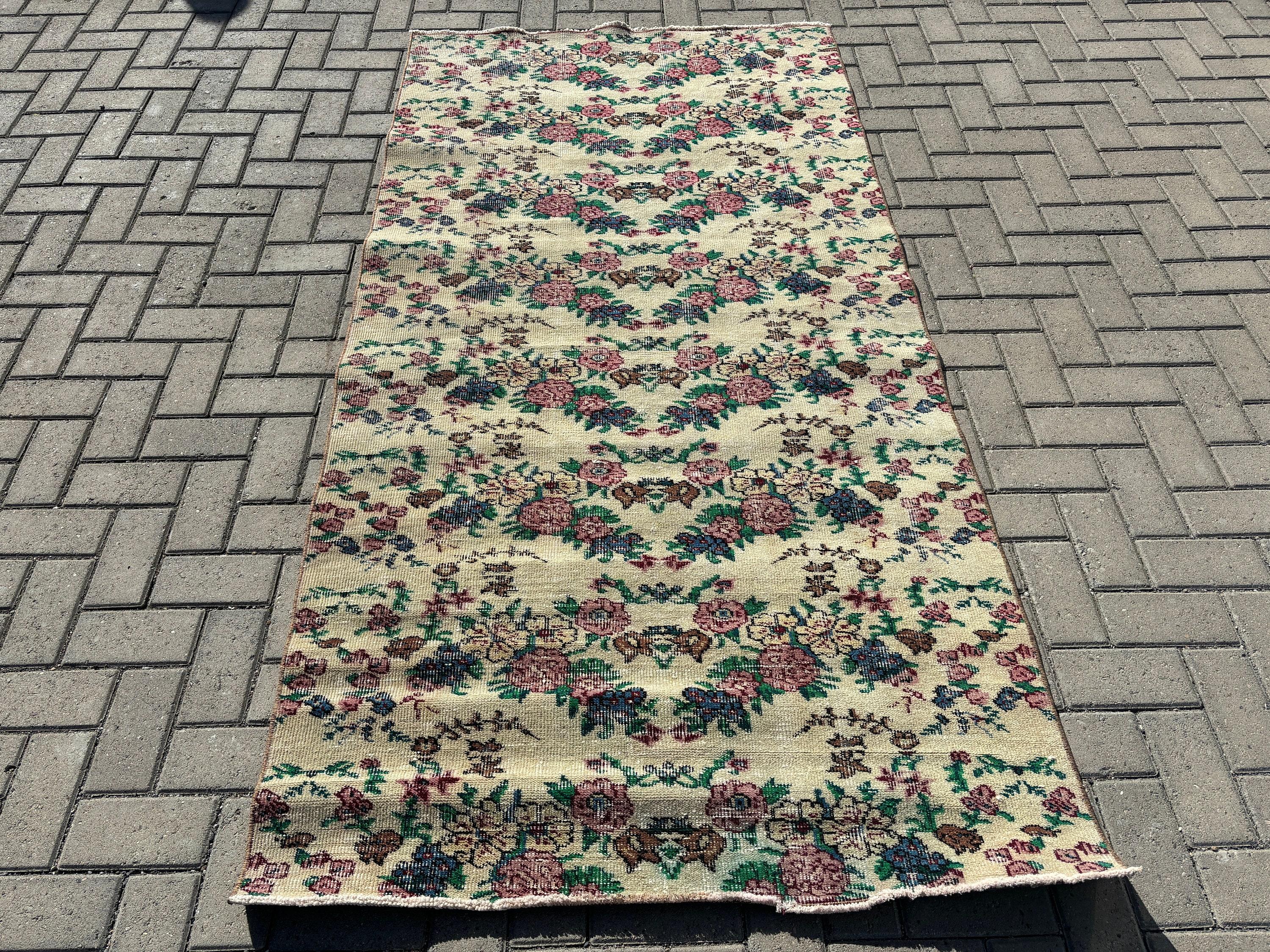 Bej Düz Dokuma Halılar, Yatak Odası Halıları, Türk Halıları, 3,8x7,5 ft Alan Halıları, Yatak Odası Halısı, Tribal Halı, İç Mekan Halısı, Vintage Halılar, Oryantal Halı