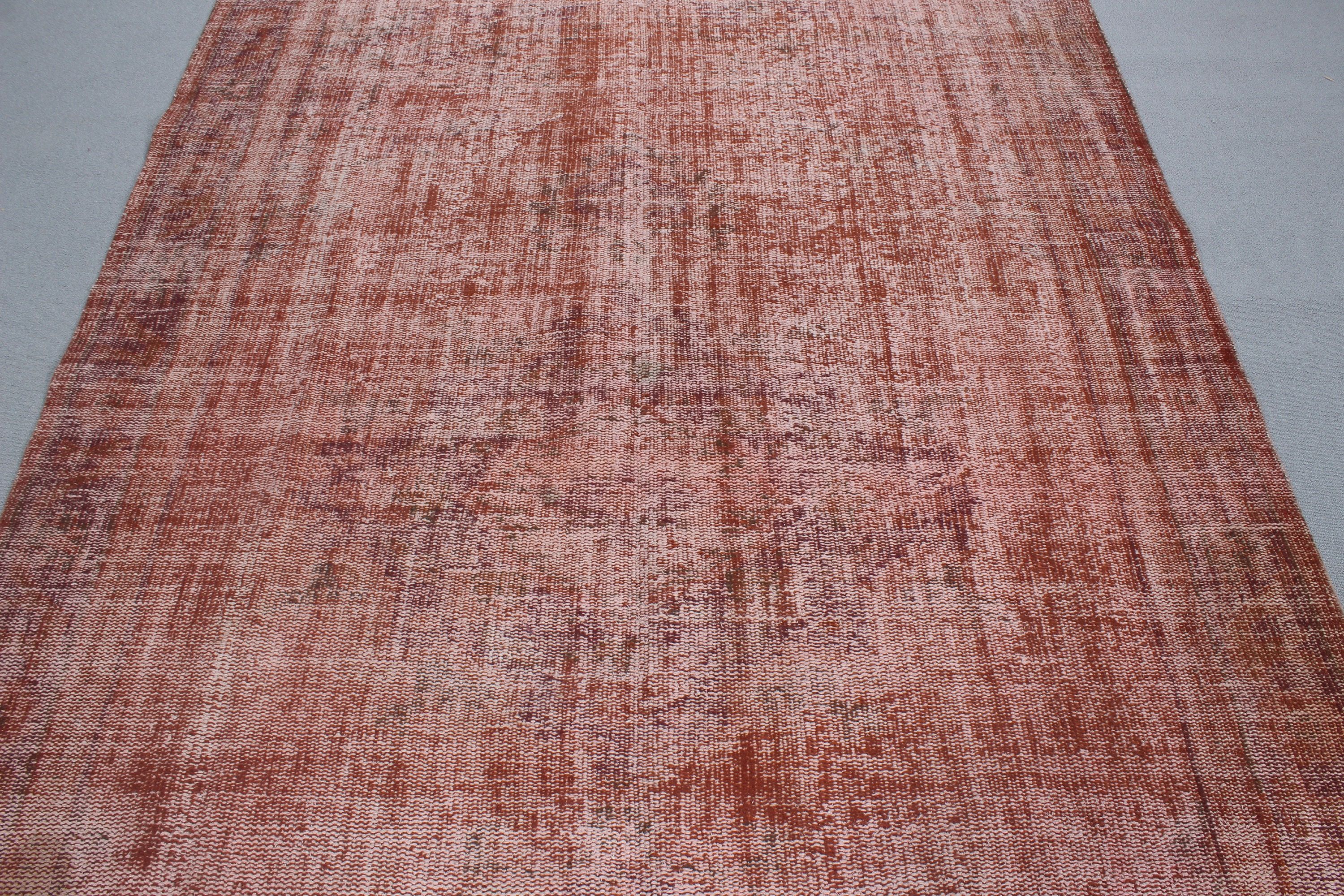 Pembe Nötr Halı, Türk Halısı, 5.7x8.9 ft Büyük Halılar, Vintage Halı, Büyük Oushak Halıları, Büyük Boho Halıları, Modern Halılar, Düz Dokuma Halılar