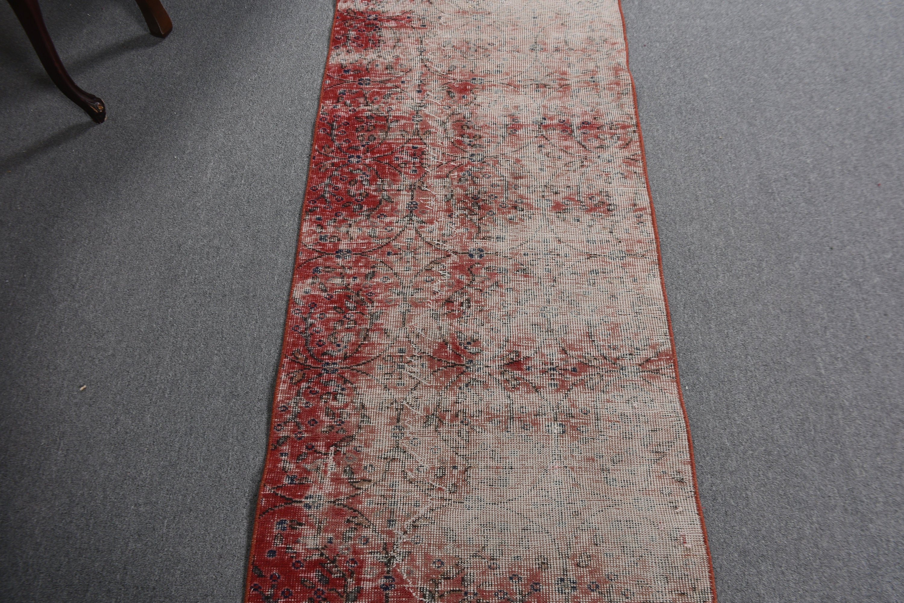 Vintage Rug, Cool Rug, Beni Ourain Runner Rug, Turkish Rugs, Kitchen Rug, Red  2.3x10 ft Runner Rug, Handwoven Rug, Luxury Rug