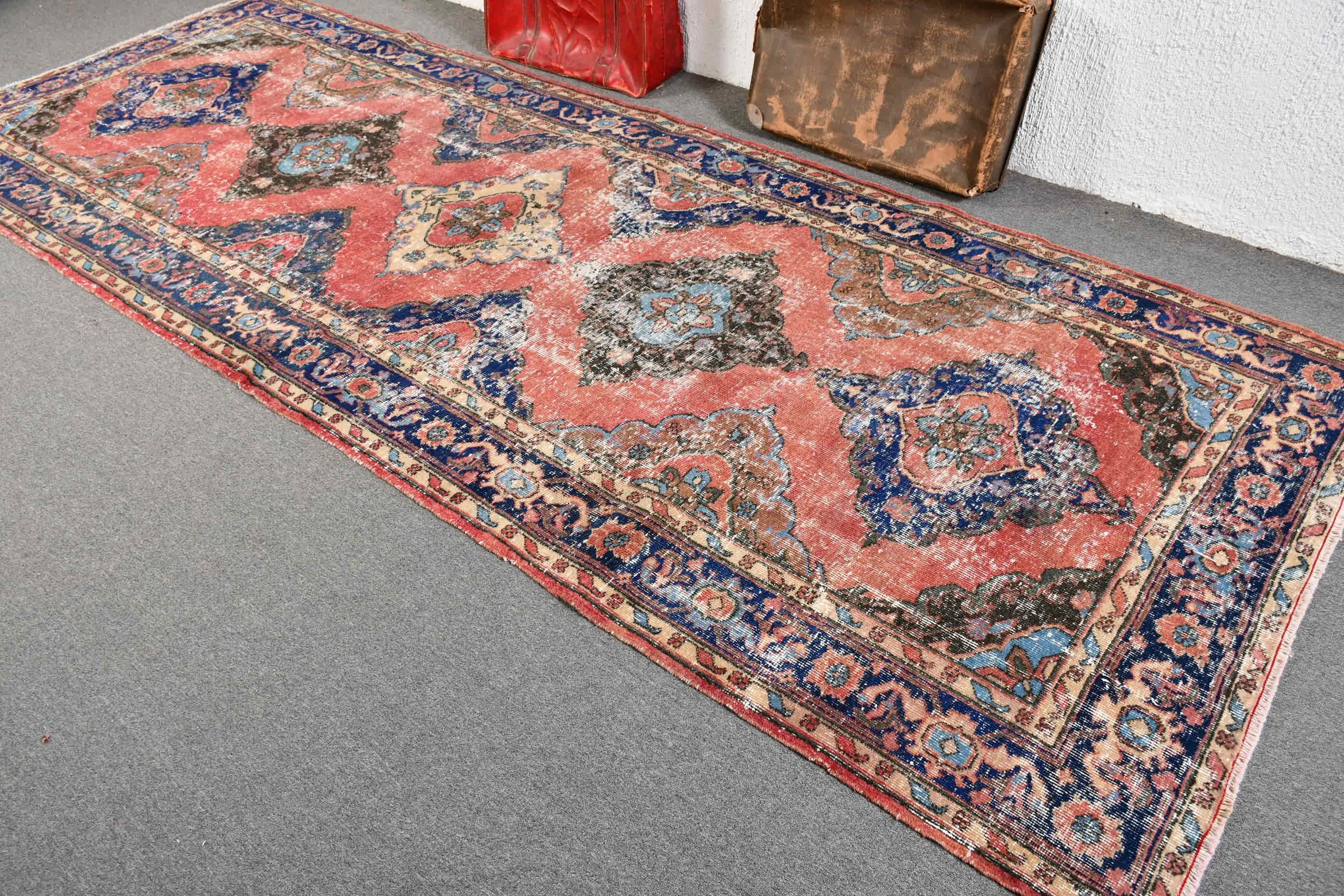 Home Decor Rug, Red Antique Rugs, Vintage Rug, Rugs for Runner, 4.8x12.1 ft Runner Rugs, Kitchen Rugs, Stair Rug, Turkish Rugs, Oushak Rug