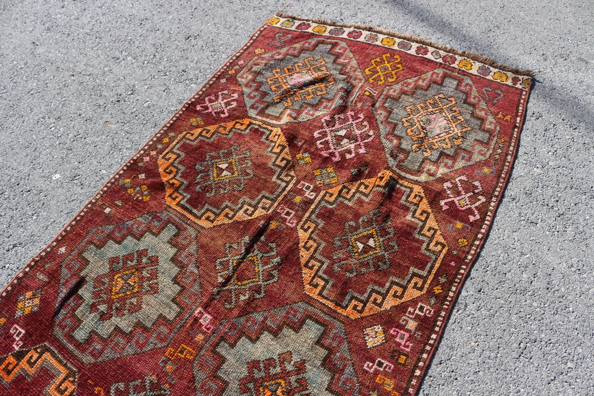 Ev Dekor Halısı, Sevimli Halı, Türk Halısı, Vintage Halı, Mutfak Halısı, Kahverengi 3.9x13.5 ft Runner Halı, Mutfak Halıları