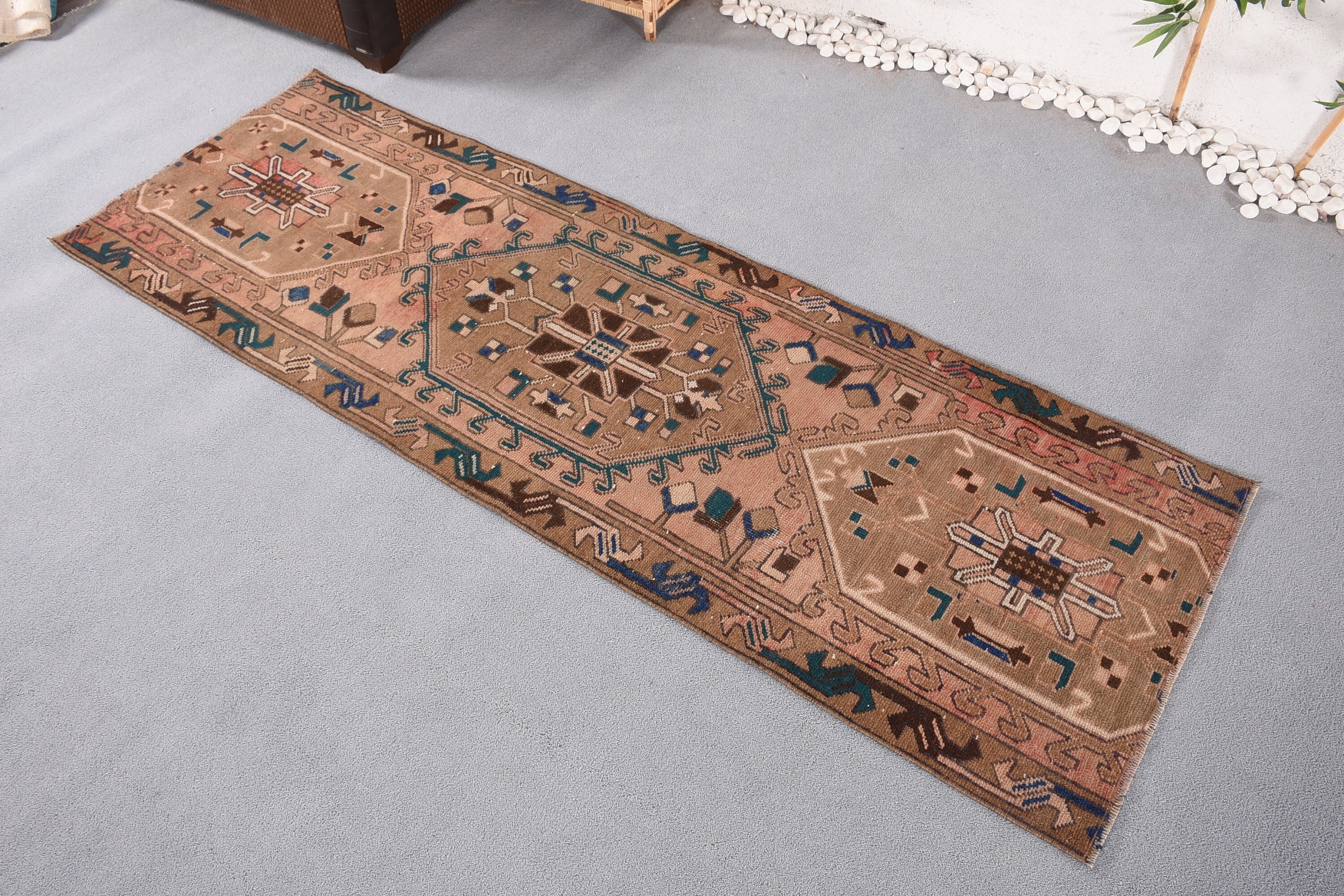 Corridor Rugs, Oriental Rugs, Cool Rugs, Brown Bedroom Rug, Vintage Rug, Kitchen Rugs, Turkish Rug, Rugs for Runner, 2.8x8.2 ft Runner Rug