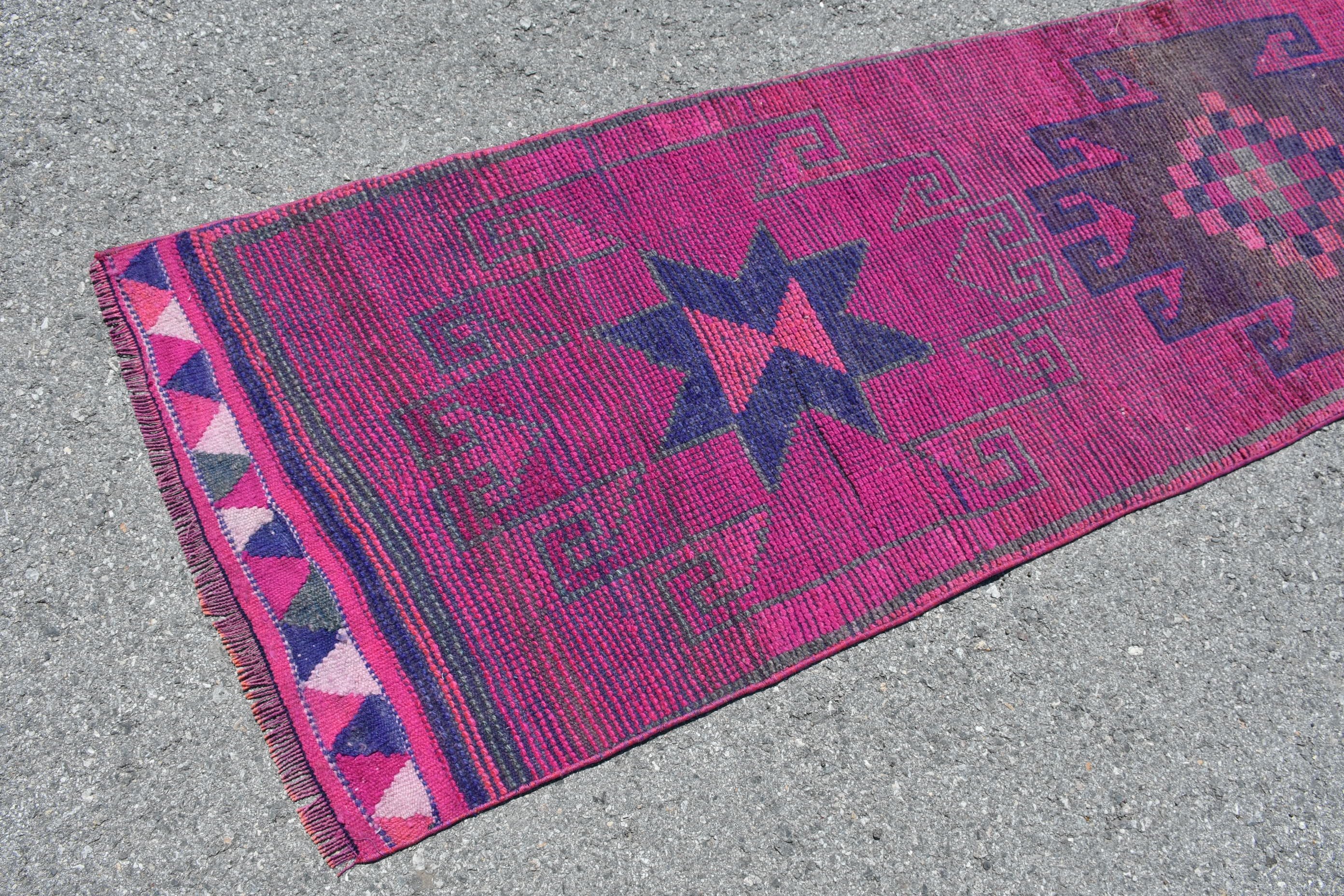Office Rugs, Anatolian Rugs, Kitchen Rug, Oushak Rugs, Bohemian Rug, Turkish Rug, Rugs for Runner, 2.7x11.2 ft Runner Rugs, Vintage Rug