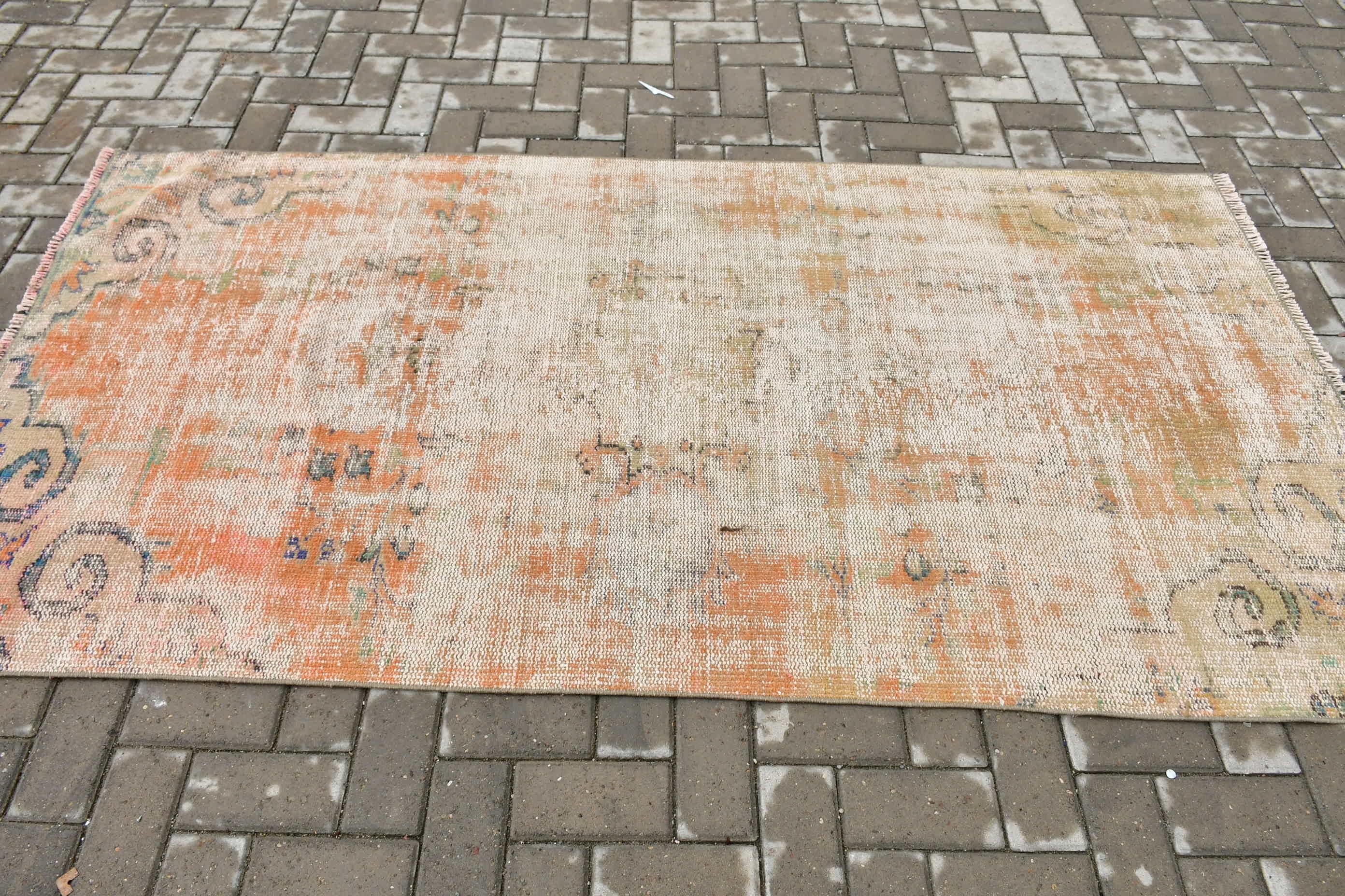 Floor Rug, 3.8x7.3 ft Area Rug, Living Room Rug, Kitchen Rug, Cool Rug, Vintage Rug, Cute Rug, Turkish Rug, Orange Floor Rug, Rugs for Area