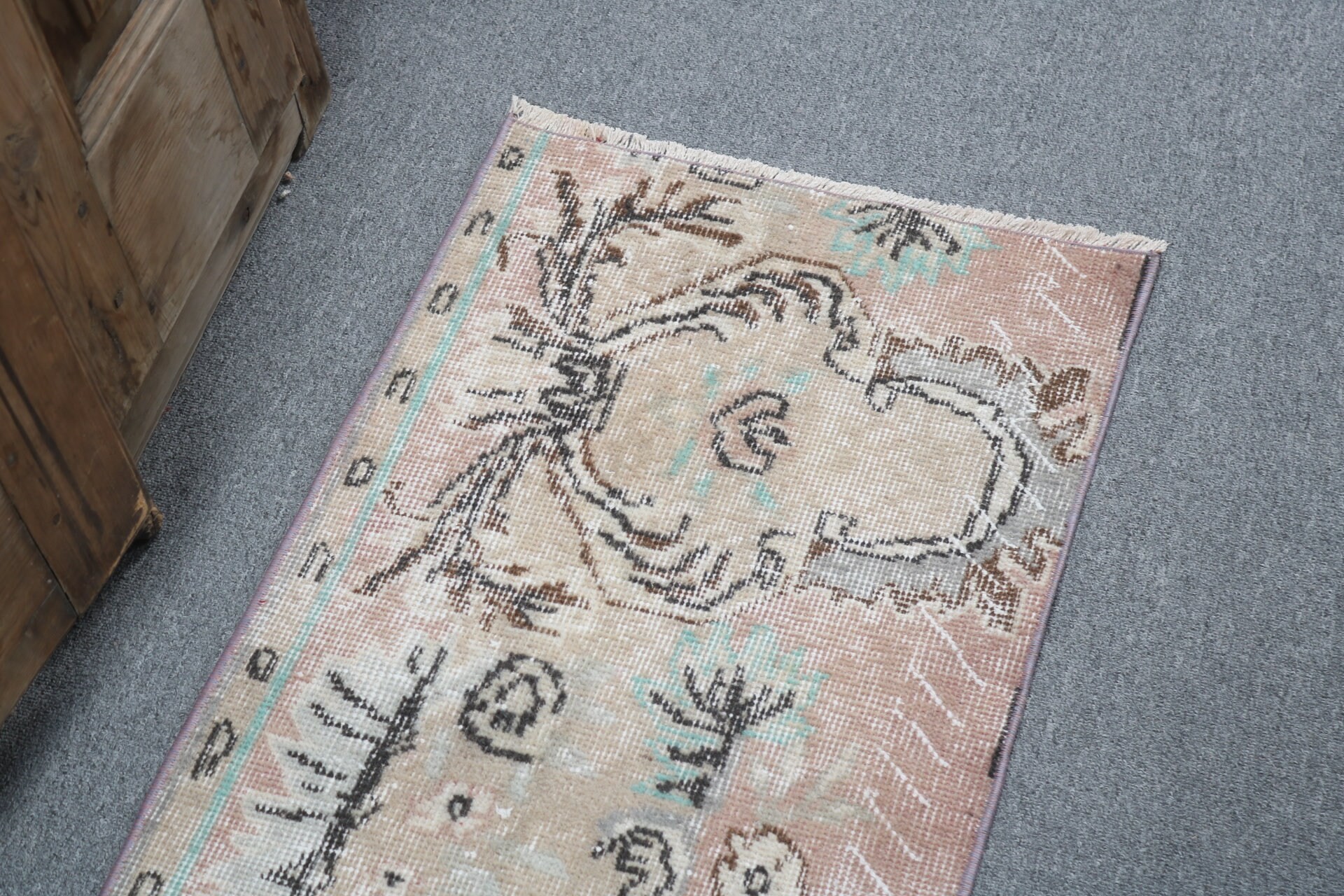 Car Mat Rug, 1.6x3.2 ft Small Rug, Small Vintage Rug, Aztec Rugs, Kitchen Rugs, Vintage Rug, Beige Wool Rug, Oriental Rugs, Turkish Rug