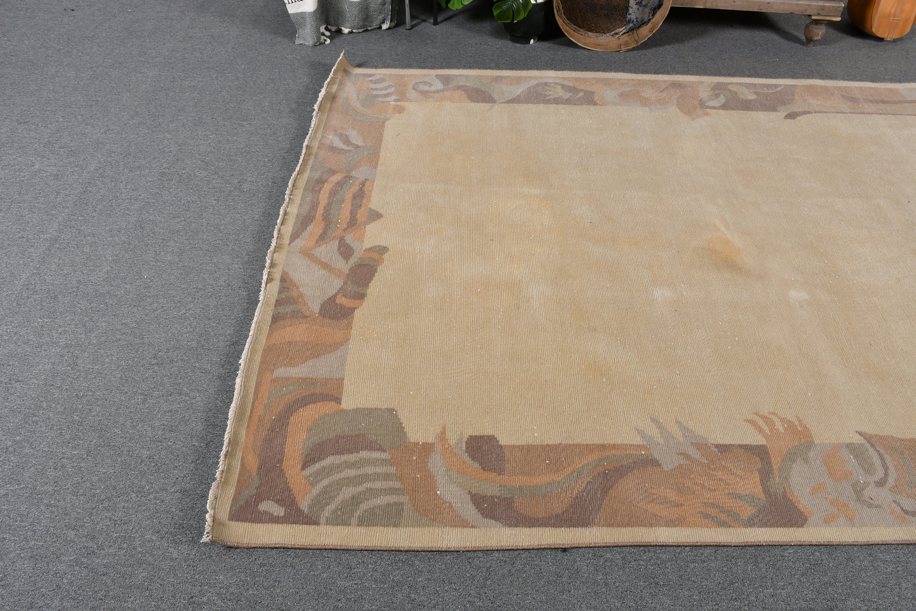 5.5x7.8 ft Large Rug, Turkish Rugs, Living Room Rugs, Vintage Rug, Pastel Rug, Dining Room Rug, Beige Antique Rugs, Oushak Rug, Antique Rug