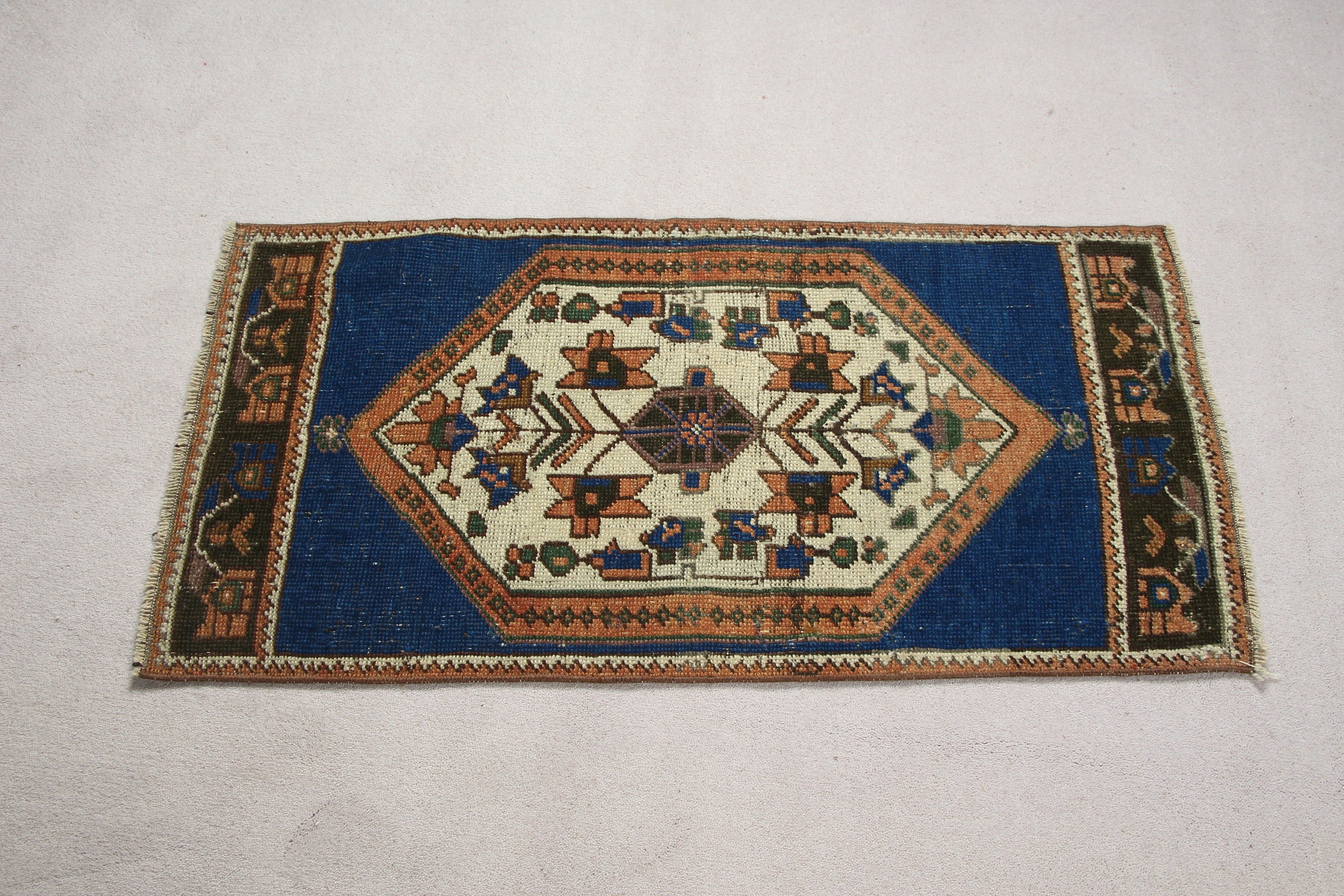 Car Mat Rug, Turkish Rug, Oriental Rugs, Vintage Rug, Entry Rugs, Blue  1.7x3.2 ft Small Rugs, Bedroom Rugs, Rugs for Bath