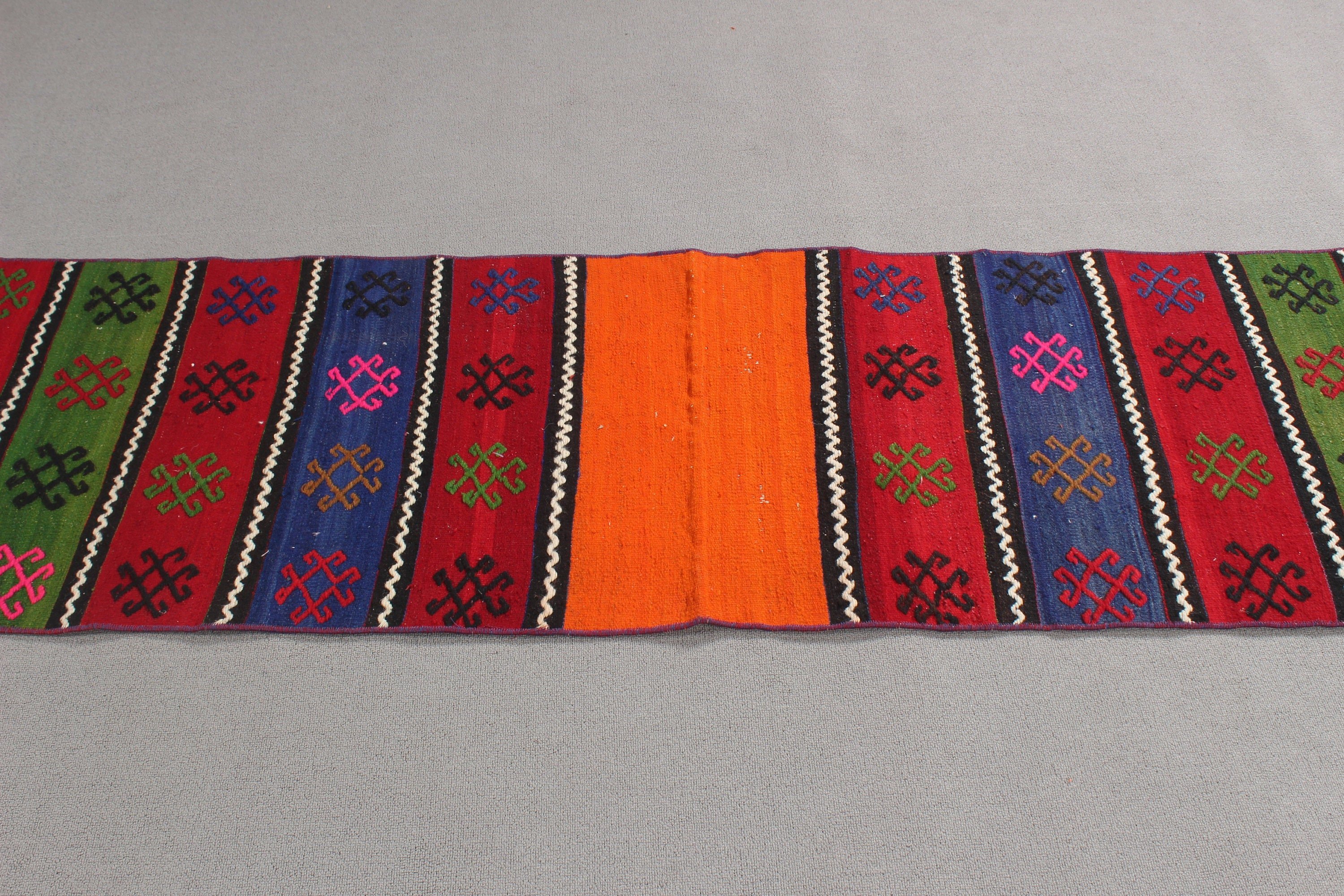 Vintage Runner Halı, Türk Halısı, Gökkuşağı İfade Halıları, 2x8,2 ft Runner Halısı, Kilim, Ofis Halısı, Vintage Halı, Düz Dokuma Halılar, Havalı Halılar