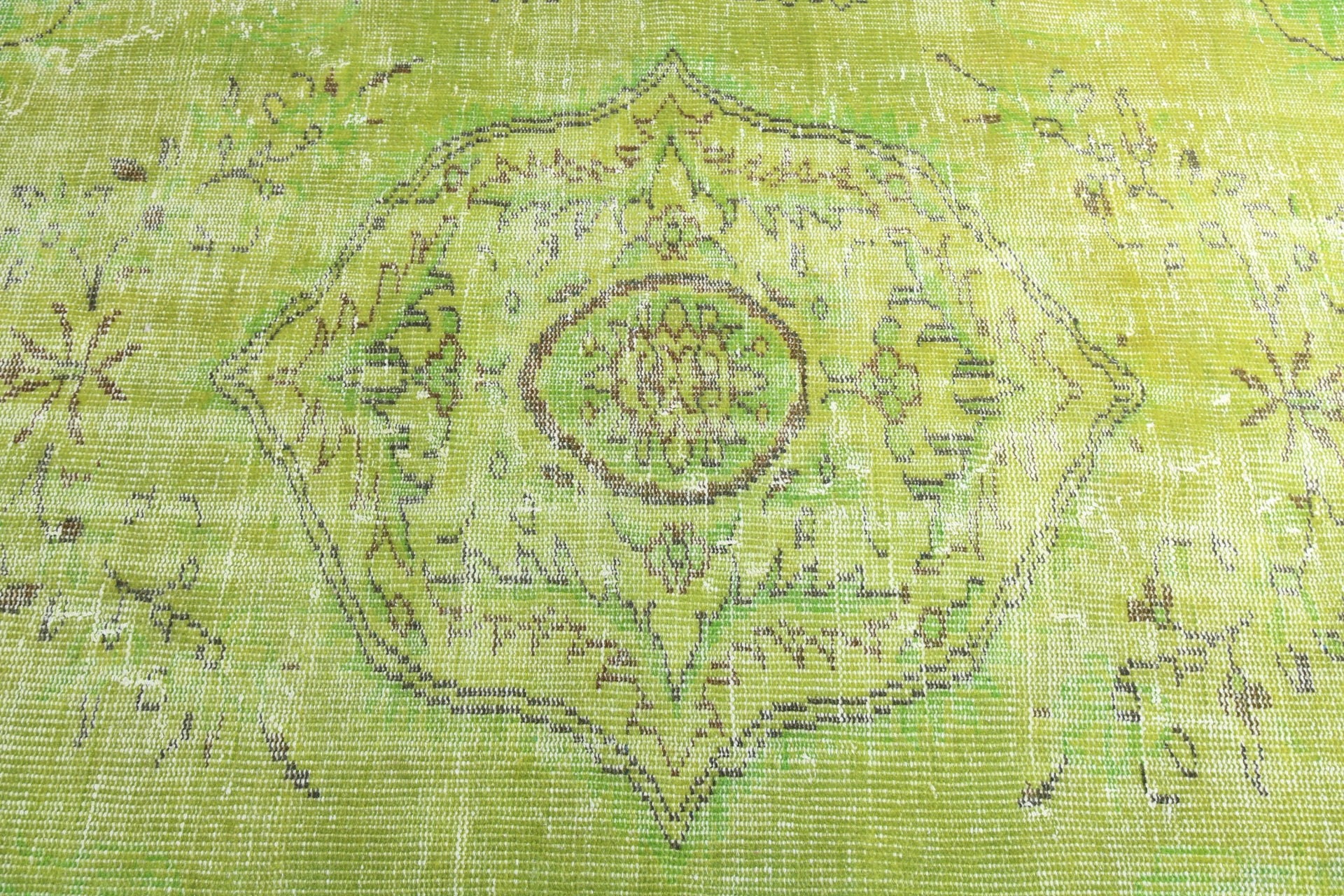 Vintage Rugs, Turkish Rugs, 3.7x8.4 ft Area Rugs, Modern Rug, Green Handwoven Rug, Oushak Area Rug, Vintage Area Rug, Neutral Rug