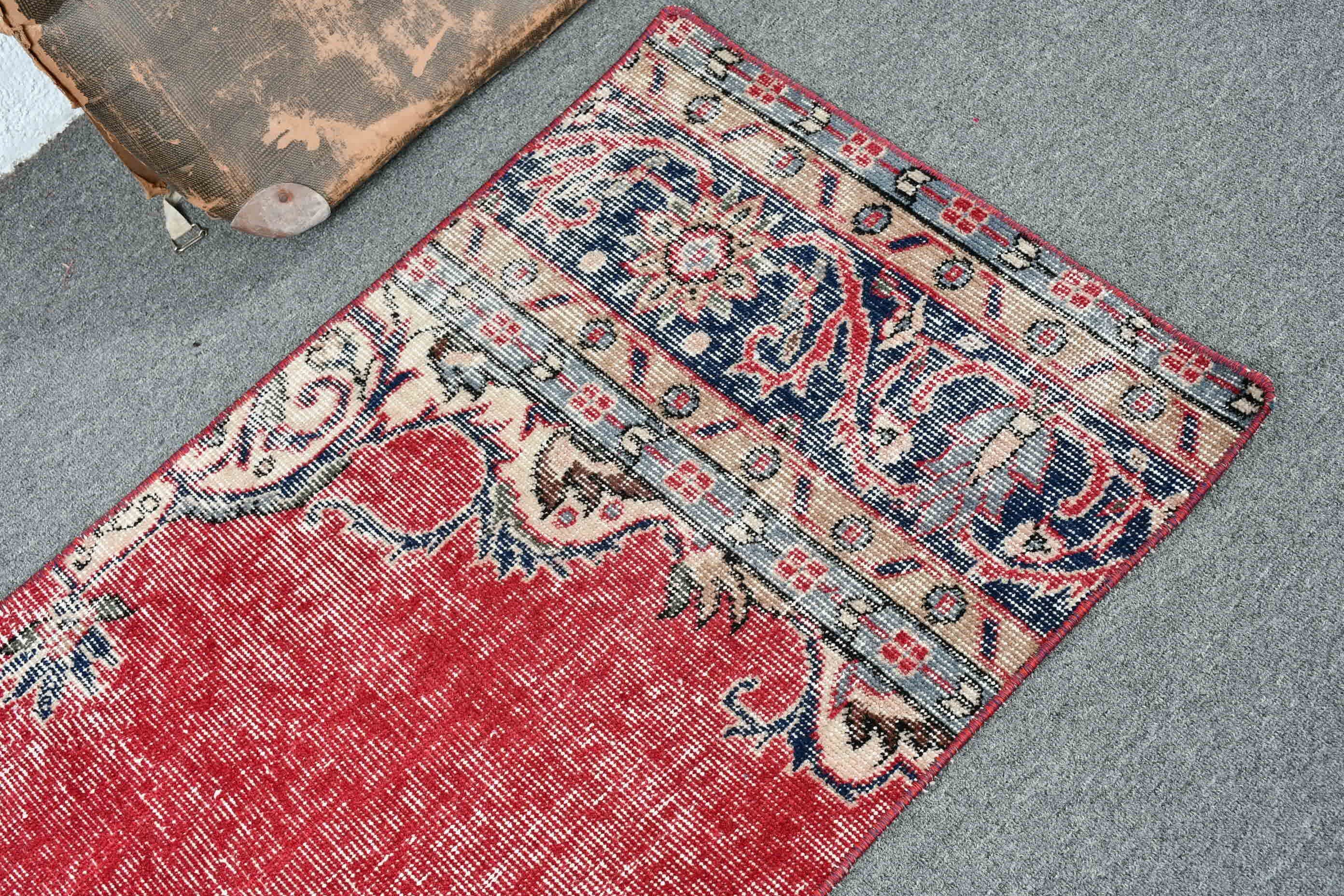 Vintage Rug, Door Mat Rugs, Art Rug, Antique Rug, Red Cool Rug, 2x3.6 ft Small Rugs, Entry Rug, Turkish Rugs, Floor Rugs, Rugs for Bedroom