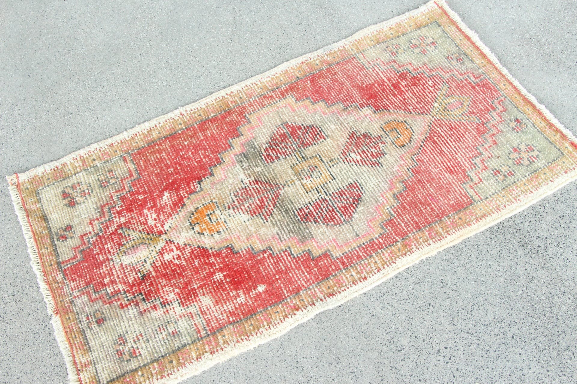 Car Mat Rug, Turkish Rugs, Bath Rug, Art Rugs, Vintage Rug, Red Oushak Rugs, Oushak Rug, Floor Rug, 1.8x3.3 ft Small Rug, Rugs for Bathroom