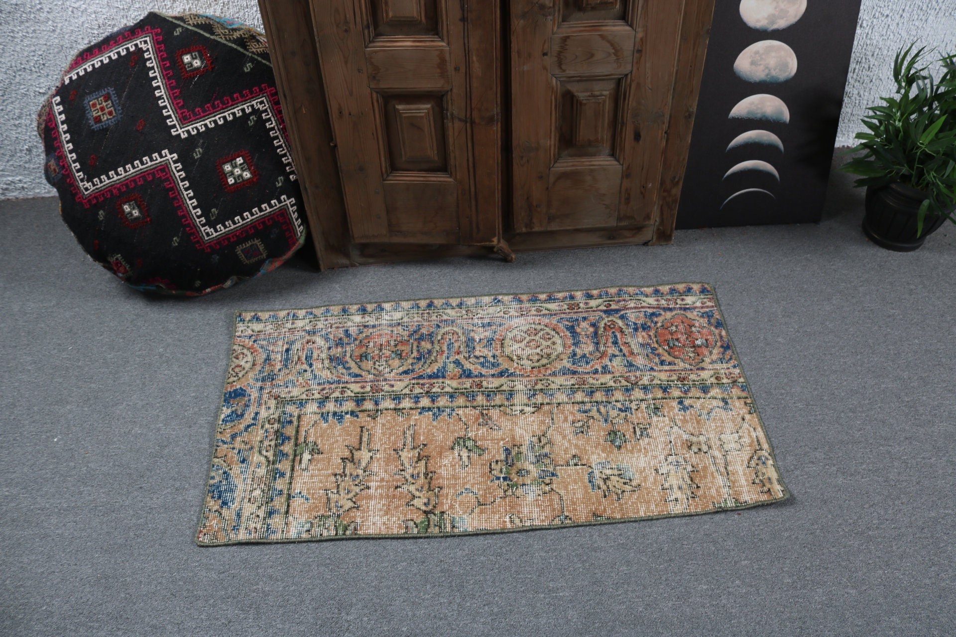 Yatak Odası Halısı, Düz Dokuma Halılar, 2x3,6 ft Küçük Halı, Boho Halıları, Türk Halıları, Turuncu Geometrik Halı, Araba Paspas Halısı, Vintage Halı, Duvar Asılı Halılar