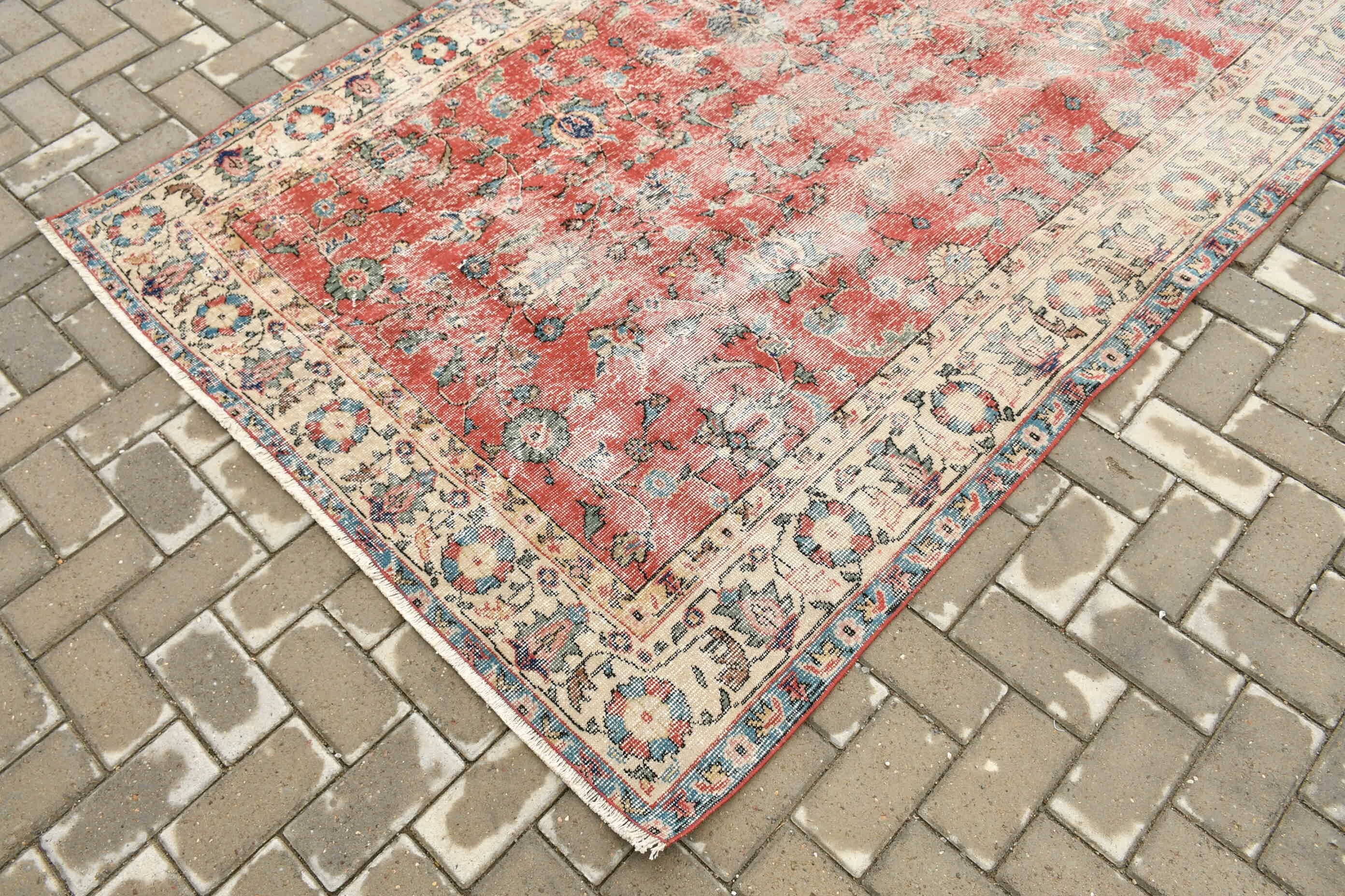 Nursery Rugs, Custom Rug, Bedroom Rug, Moroccan Rug, Vintage Rug, Turkish Rug, Rugs for Dining Room, Red Antique Rugs, 4.8x7.8 ft Area Rug