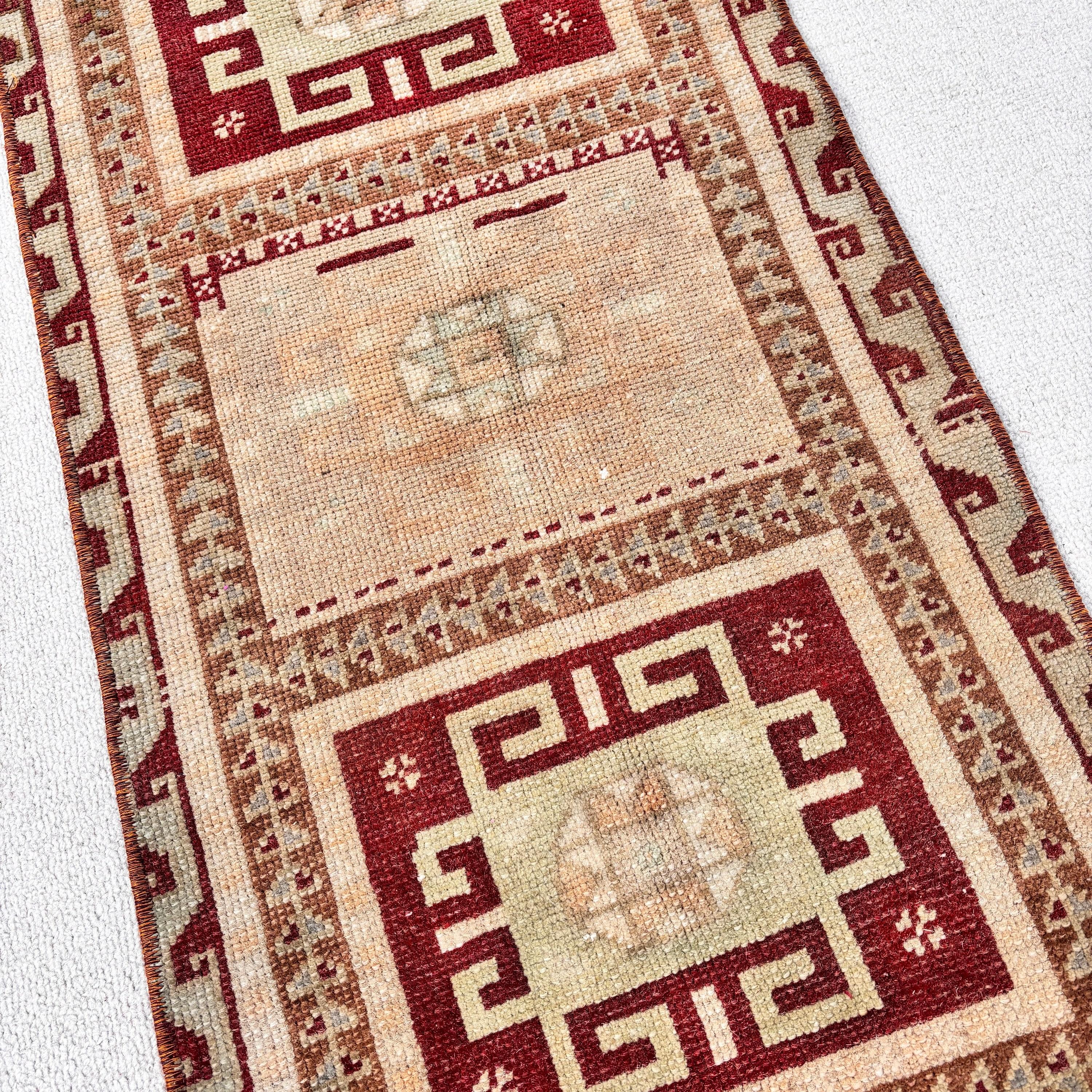 Antique Rug, Neutral Rug, Small Boho Rugs, Ethnic Rug, Vintage Rug, Yellow Boho Rug, Turkish Rugs, Kitchen Rugs, 1.4x3.1 ft Small Rugs