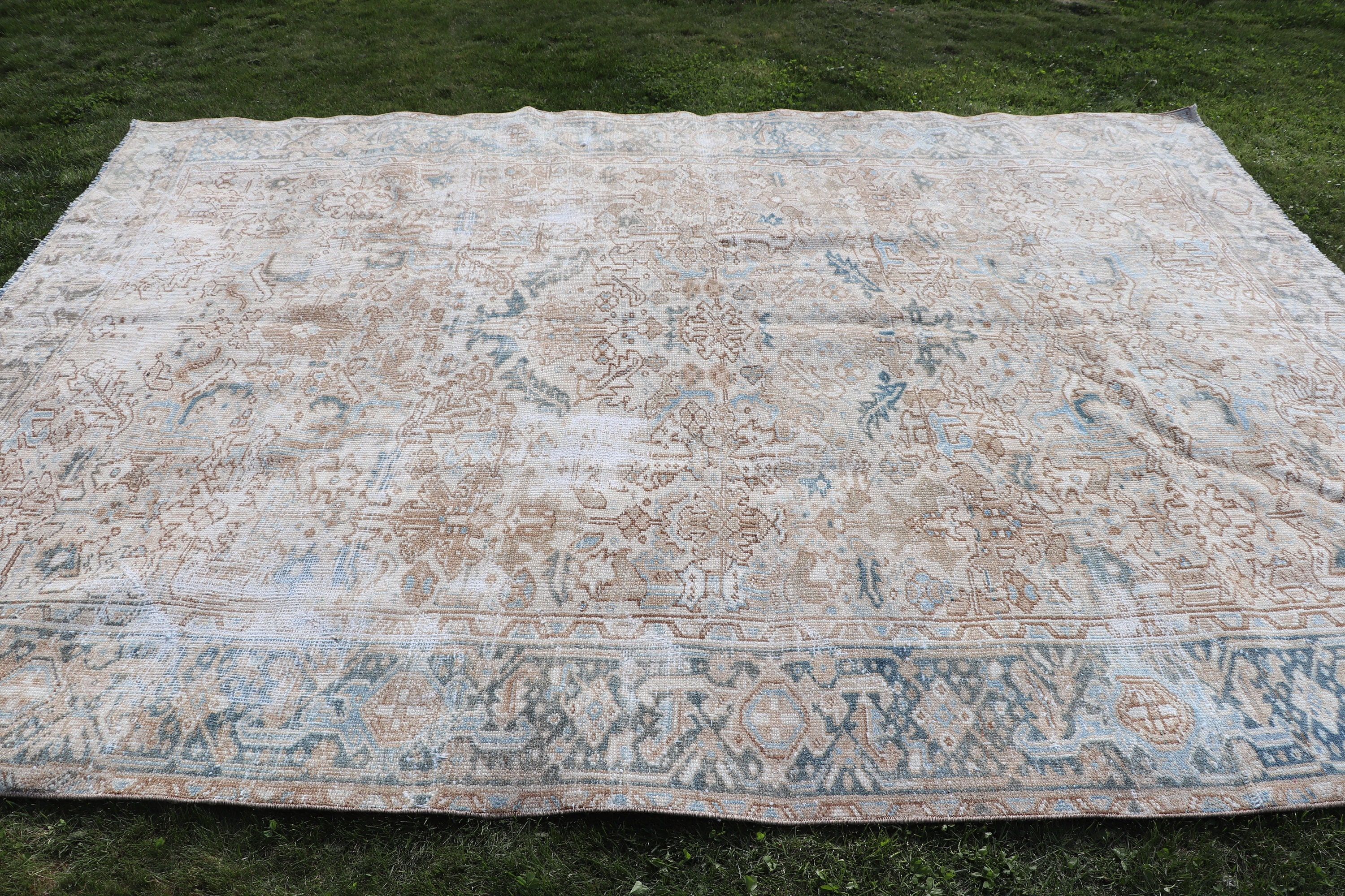 Salon Rug, Saloon Rug, Vintage Rug, Rugs for Saloon, Neutral Rug, 7.8x10.7 ft Oversize Rug, Bronze Wool Rug, Kitchen Rug, Turkish Rug