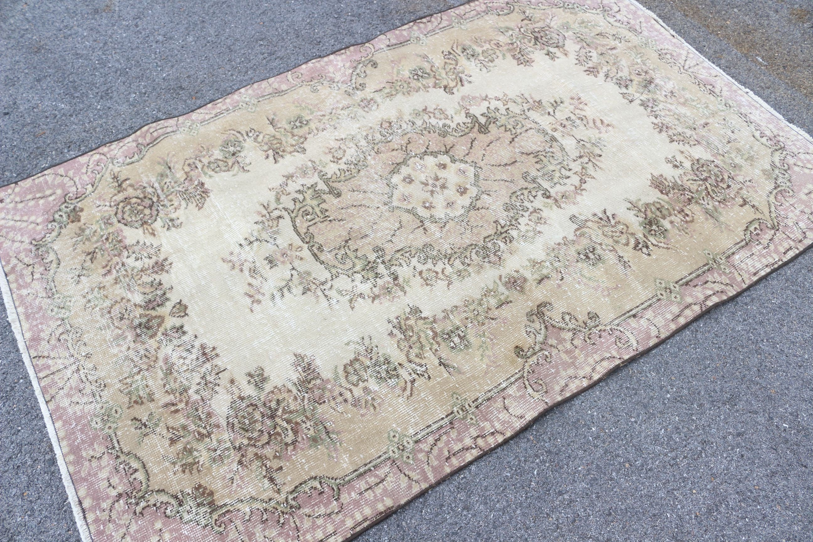 Kitchen Rug, Bedroom Rugs, Vintage Rugs, Turkish Rugs, Anatolian Rugs, 4.1x6.5 ft Area Rug, Dorm Rug, Dining Room Rugs, Beige Antique Rug