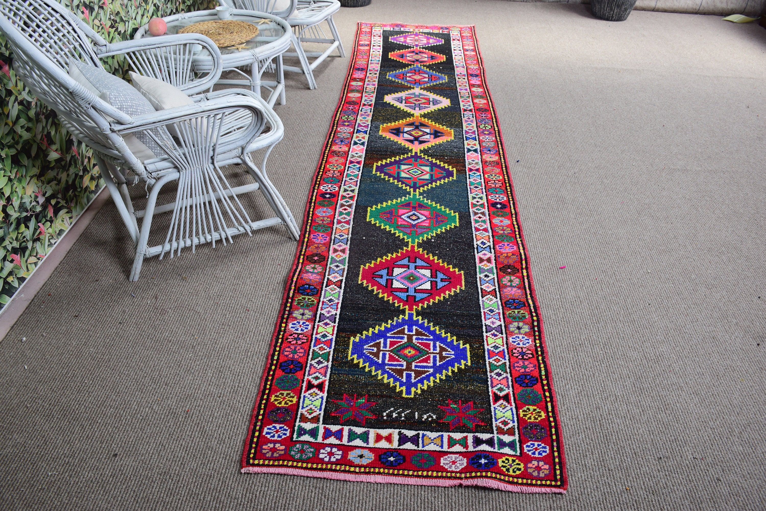 Vintage Halılar, Anadolu Halıları, 2.6x11.8 ft Runner Halısı, Beni Ourain Runner Halıları, Ev Dekorasyonu Halıları, Yer Halısı, Türk Halısı, Siyah Mutfak Halıları