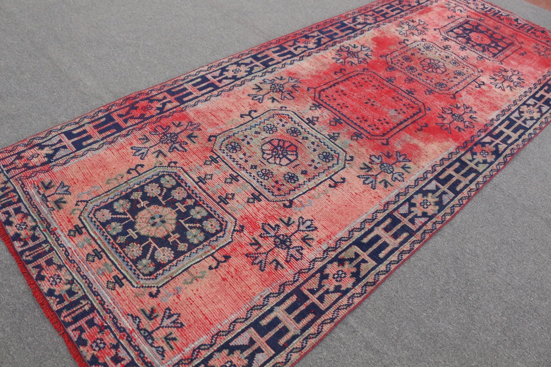 Boho Rugs, Oushak Rug, Bedroom Rugs, Turkish Rugs, Living Room Rugs, Vintage Rugs, 4.3x10.6 ft Large Rug, Red Oushak Rugs