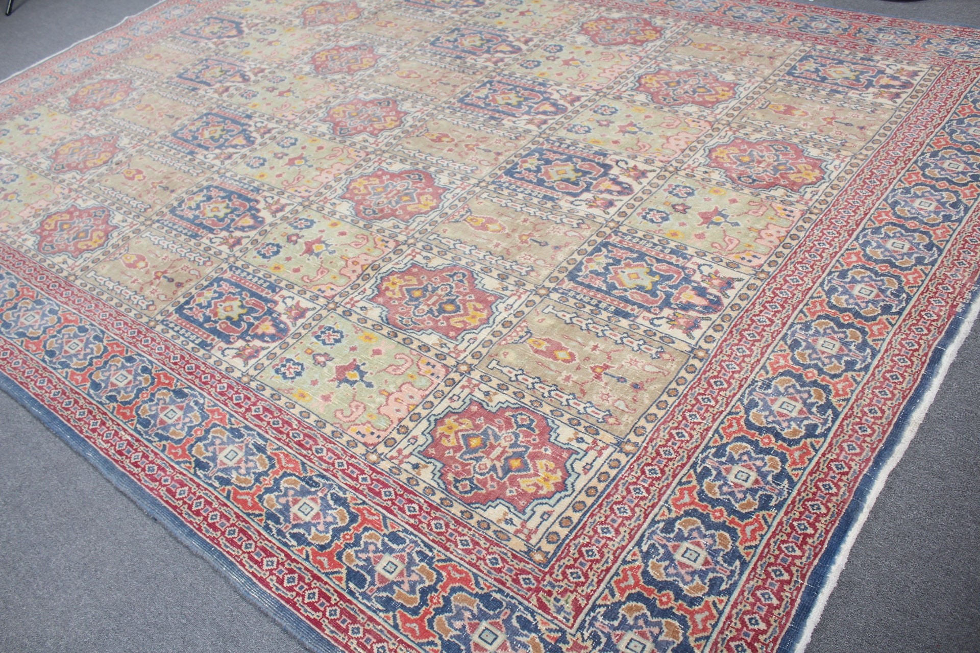 Yün Halılar, Yeşil Soğuk Halı, Ev Dekorasyonu Halısı, Salon Halısı, Türk Halıları, Eklektik Halılar, Yemek Odası Halısı, 8.9x12.4 ft Büyük Boy Halılar, Vintage Halı