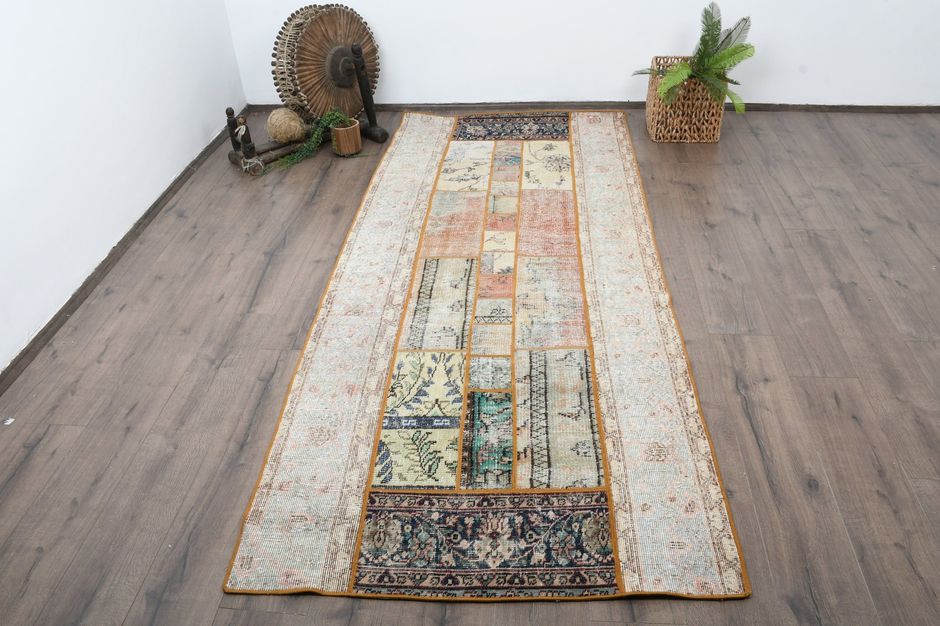 Turkish Rug, Vintage Rug, Rugs for Bedroom, Bedroom Rug, Dining Room Rug, Orange  3.6x8.6 ft Area Rug, Wool Rug, Antique Rug