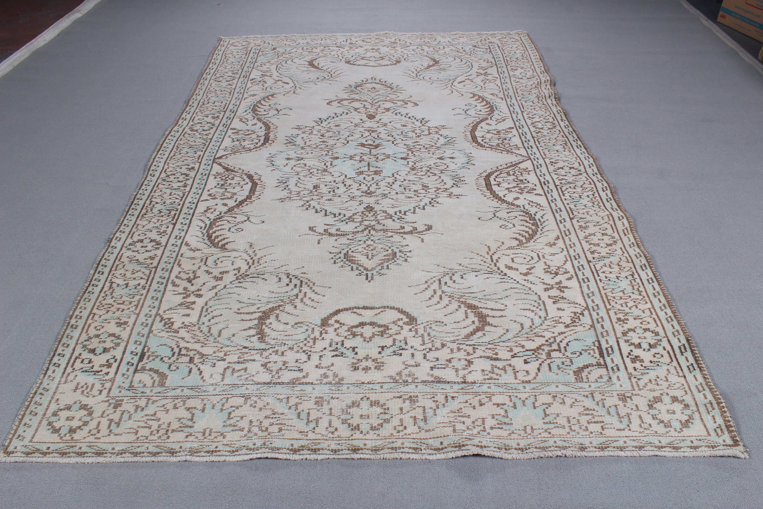 Turkish Rugs, Moroccan Rugs, Vintage Rugs, Bedroom Rugs, Floor Rugs, Beige Geometric Rug, Large Vintage Rugs, 5.9x9.2 ft Large Rug