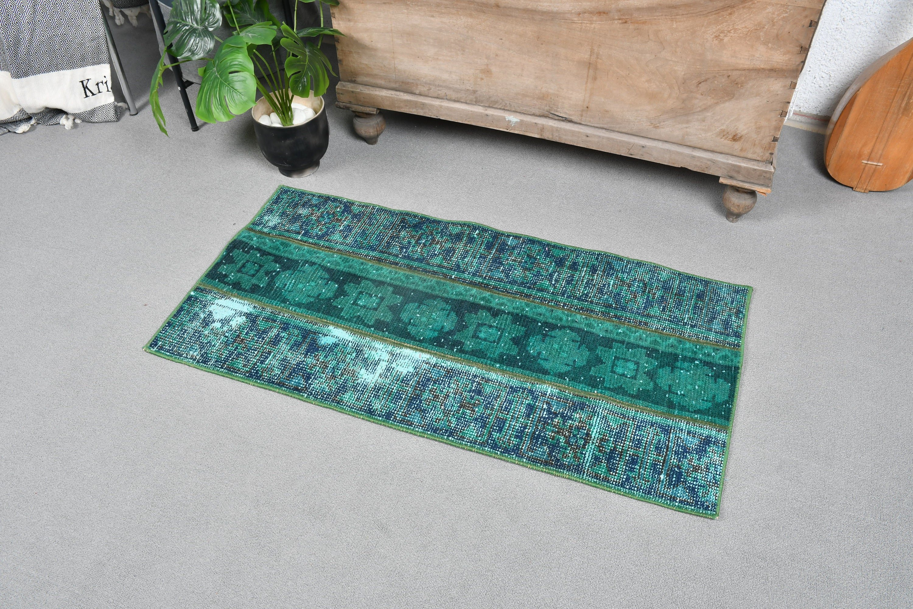 Turkish Rugs, Rugs for Bedroom, 1.8x3.6 ft Small Rug, Green Oushak Rug, Wool Rugs, Door Mat Rugs, Vintage Rug, Decorative Rug, Bedroom Rugs