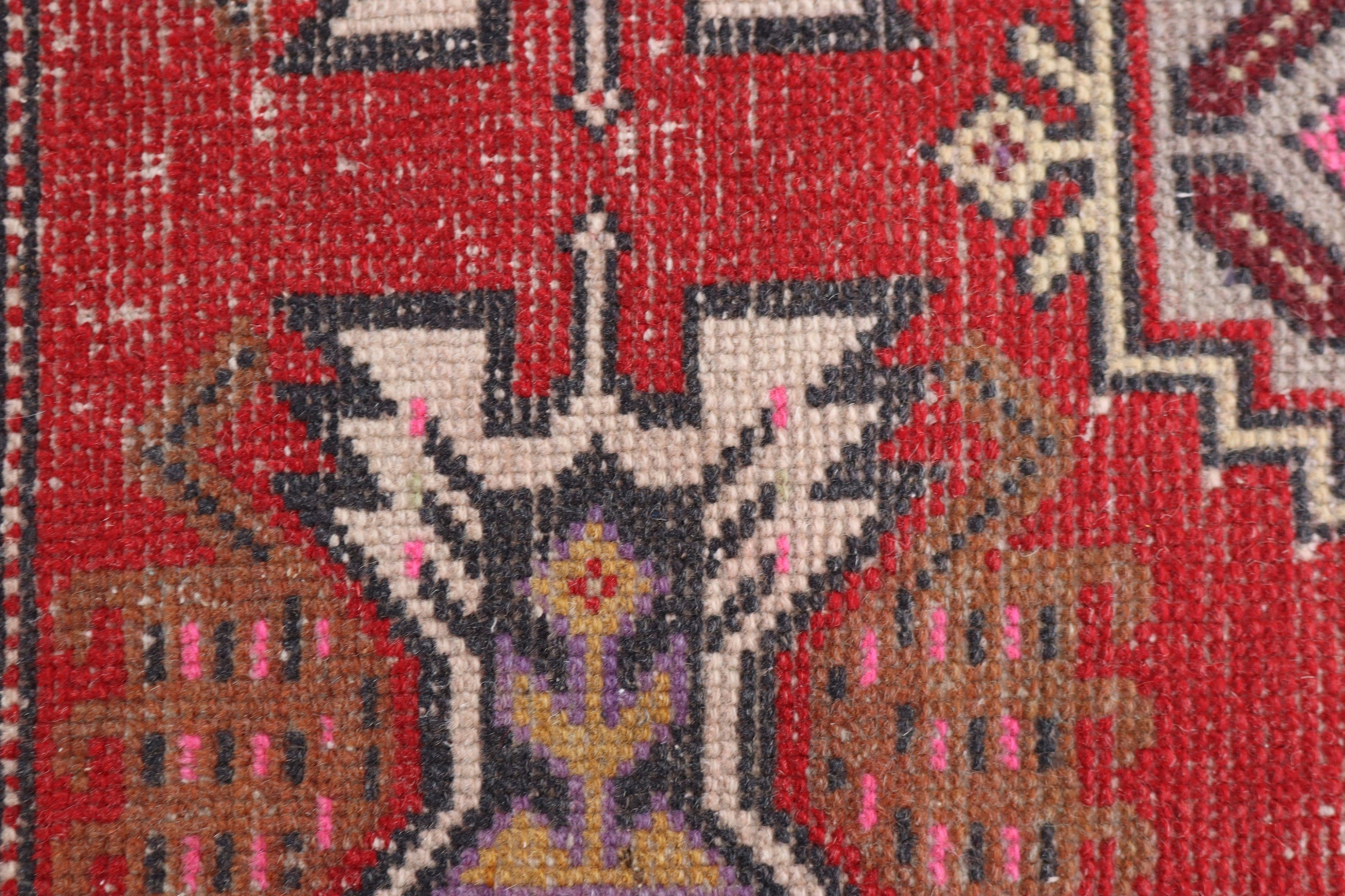 Wall Hanging Rugs, Boho Rug, Small Area Rug, Vintage Rug, Oriental Rug, Red Statement Rugs, 1.6x3.1 ft Small Rug, Turkish Rug, Moroccan Rug