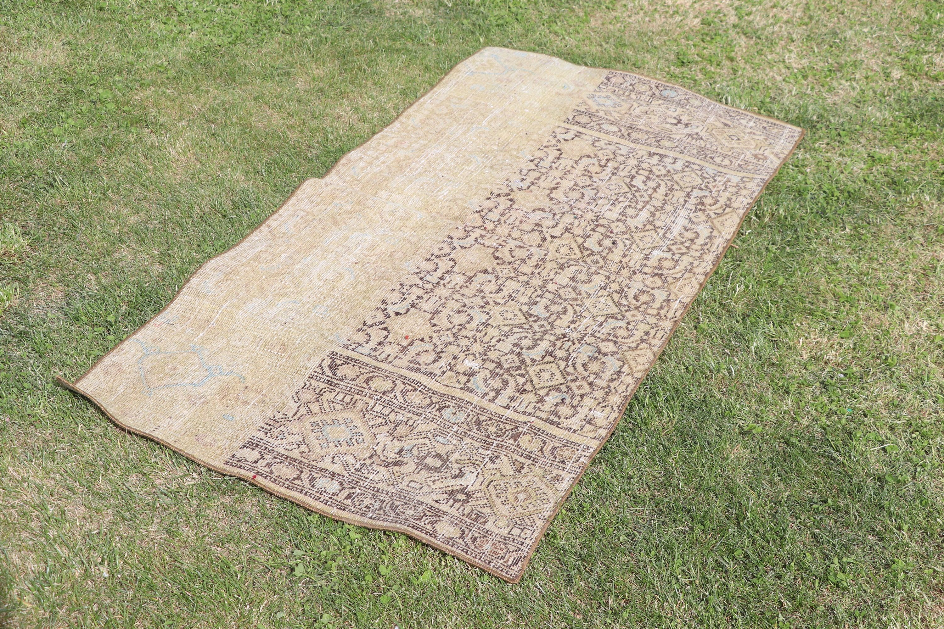 Bath Rug, Handwoven Rugs, Beige  2.4x5.2 ft Small Rugs, Small Vintage Rug, Vintage Rug, Antique Rug, Turkish Rug, Bedroom Rug