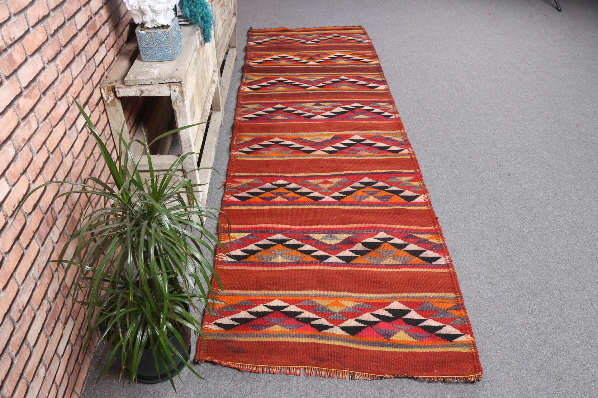 Merdiven Halıları, 2.8x9 ft Koşucu Halıları, Vintage Halı, Koridor Halıları, Fas Halısı, Merdiven Halısı, Yün Halı, Kırmızı Ev Dekor Halısı, Türk Halısı