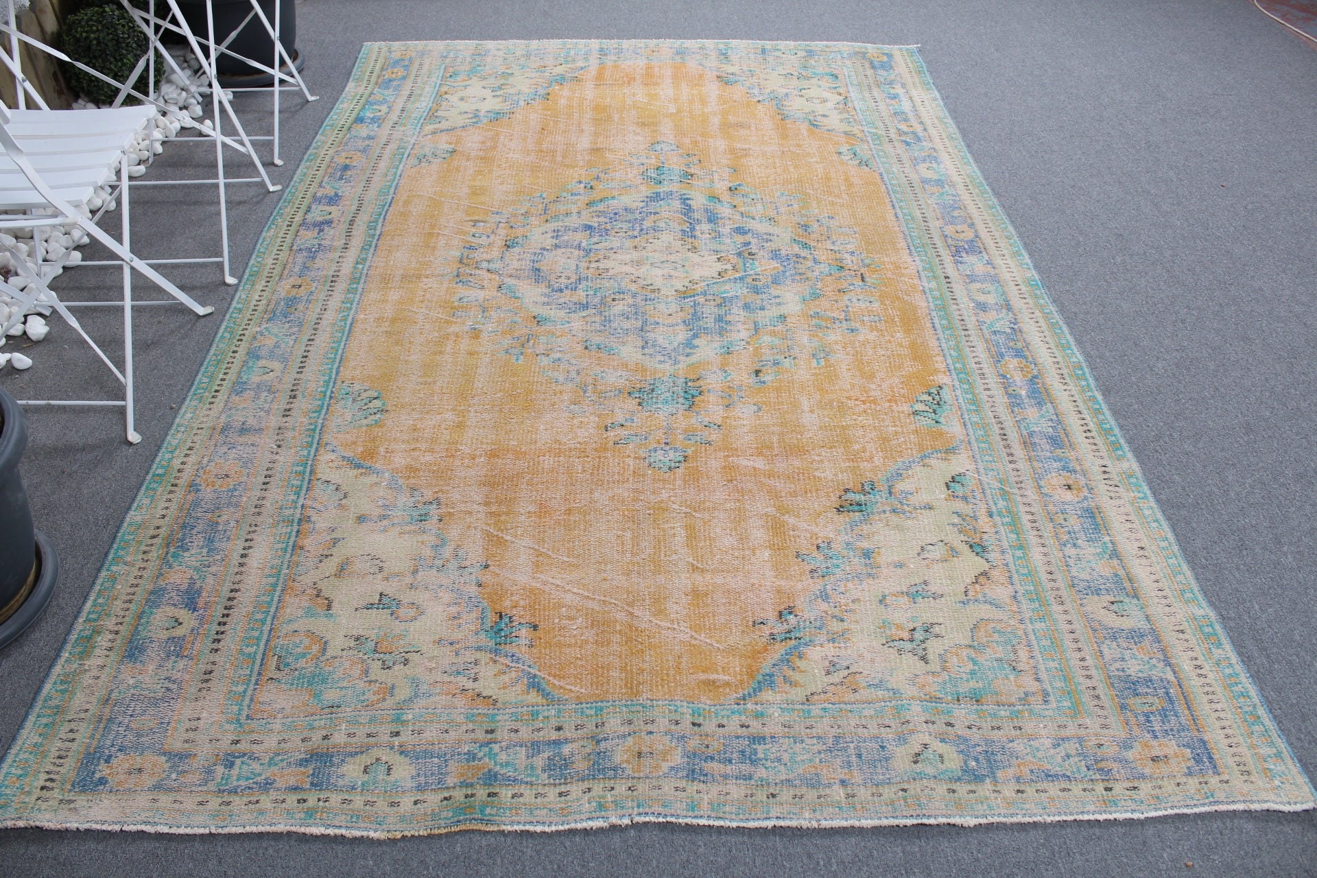 Anatolian Rug, Bedroom Rug, Oriental Rugs, Living Room Rug, Orange Wool Rugs, Vintage Rug, Turkish Rugs, Abstract Rug, 5.9x9 ft Large Rugs