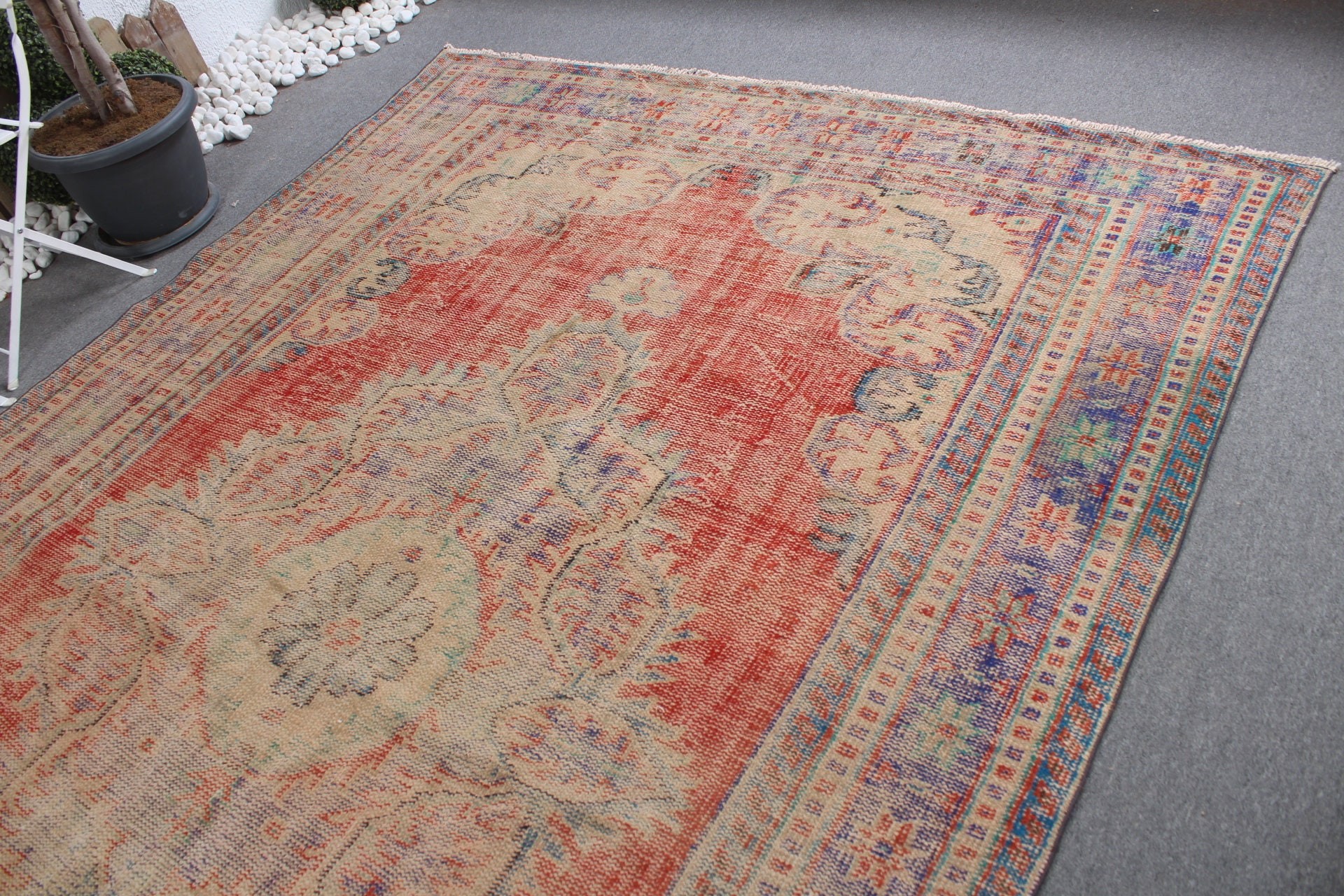 7.1x11.3 ft Oversize Rug, Vintage Rug, Oriental Rug, Red Cool Rug, Dining Room Rug, Rugs for Salon, Salon Rugs, Turkish Rugs, Bedroom Rugs