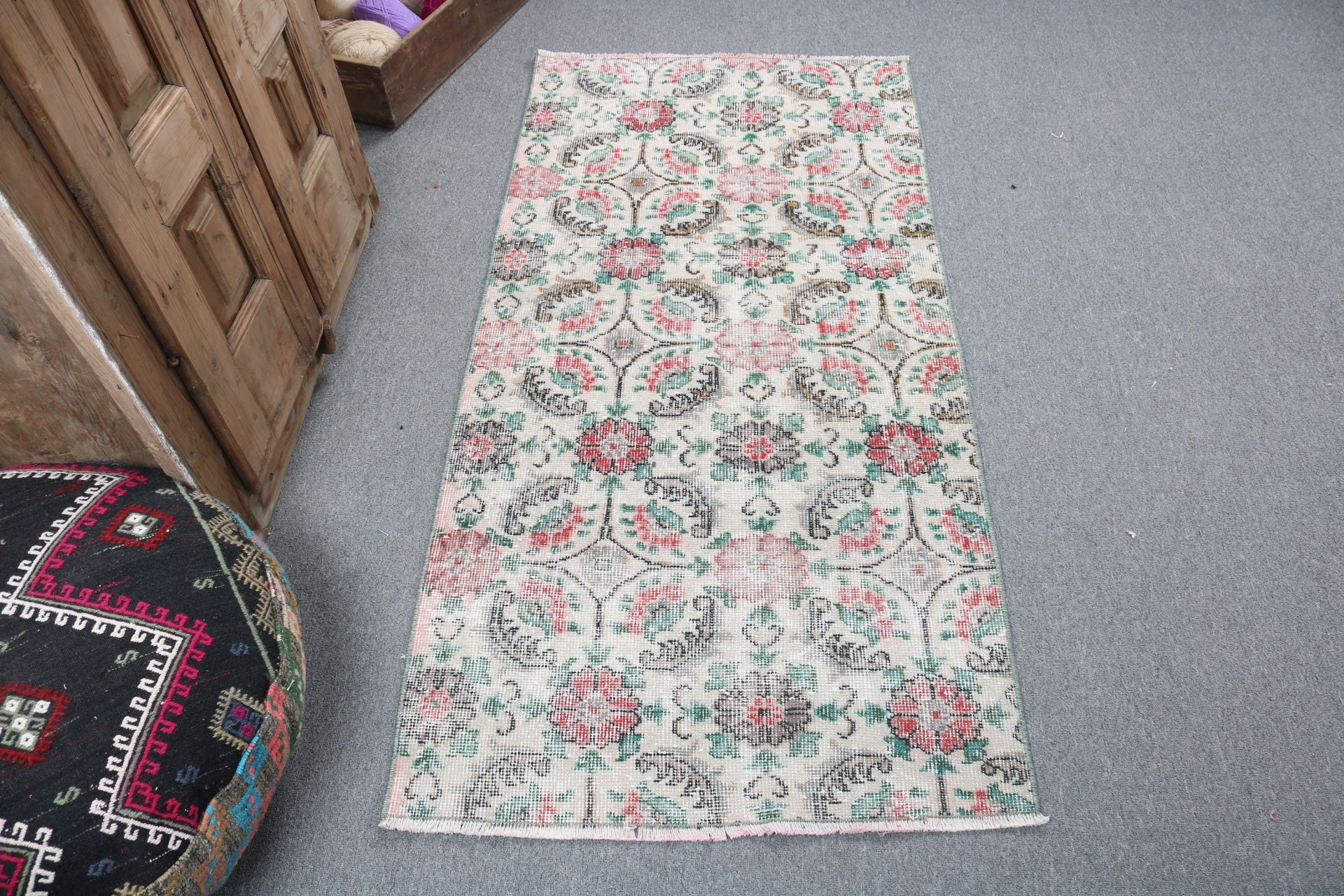 Kapı Paspas Halısı, Araba Paspas Halıları, Oryantal Halılar, El Dokuma Halı, 2,6x5,5 ft Küçük Halı, Giriş Halıları, Bej Soğuk Halı, Vintage Halılar, Türk Halısı