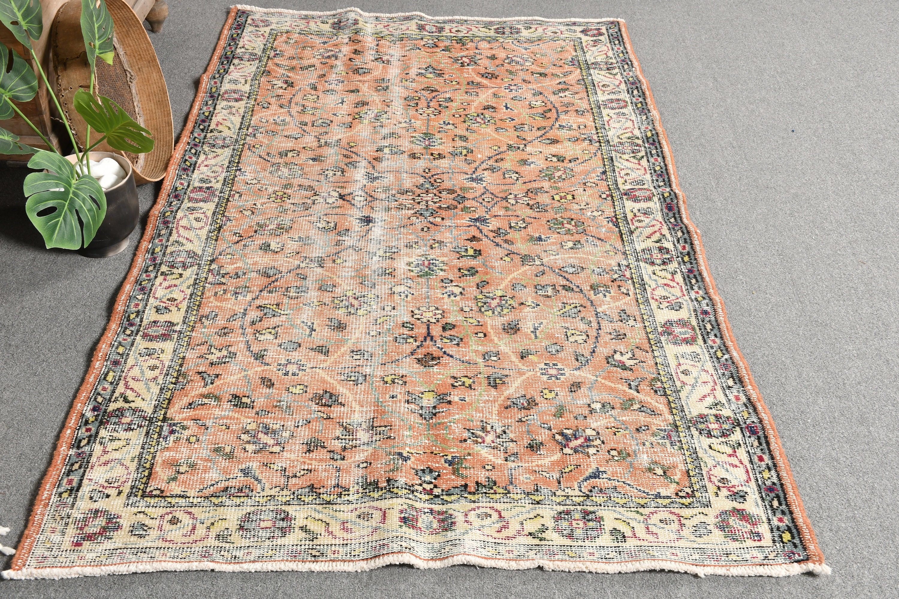 Floor Rug, Brown Antique Rug, Home Decor Rugs, Rugs for Kitchen, 3.9x6.7 ft Area Rugs, Indoor Rug, Vintage Rug, Turkish Rugs